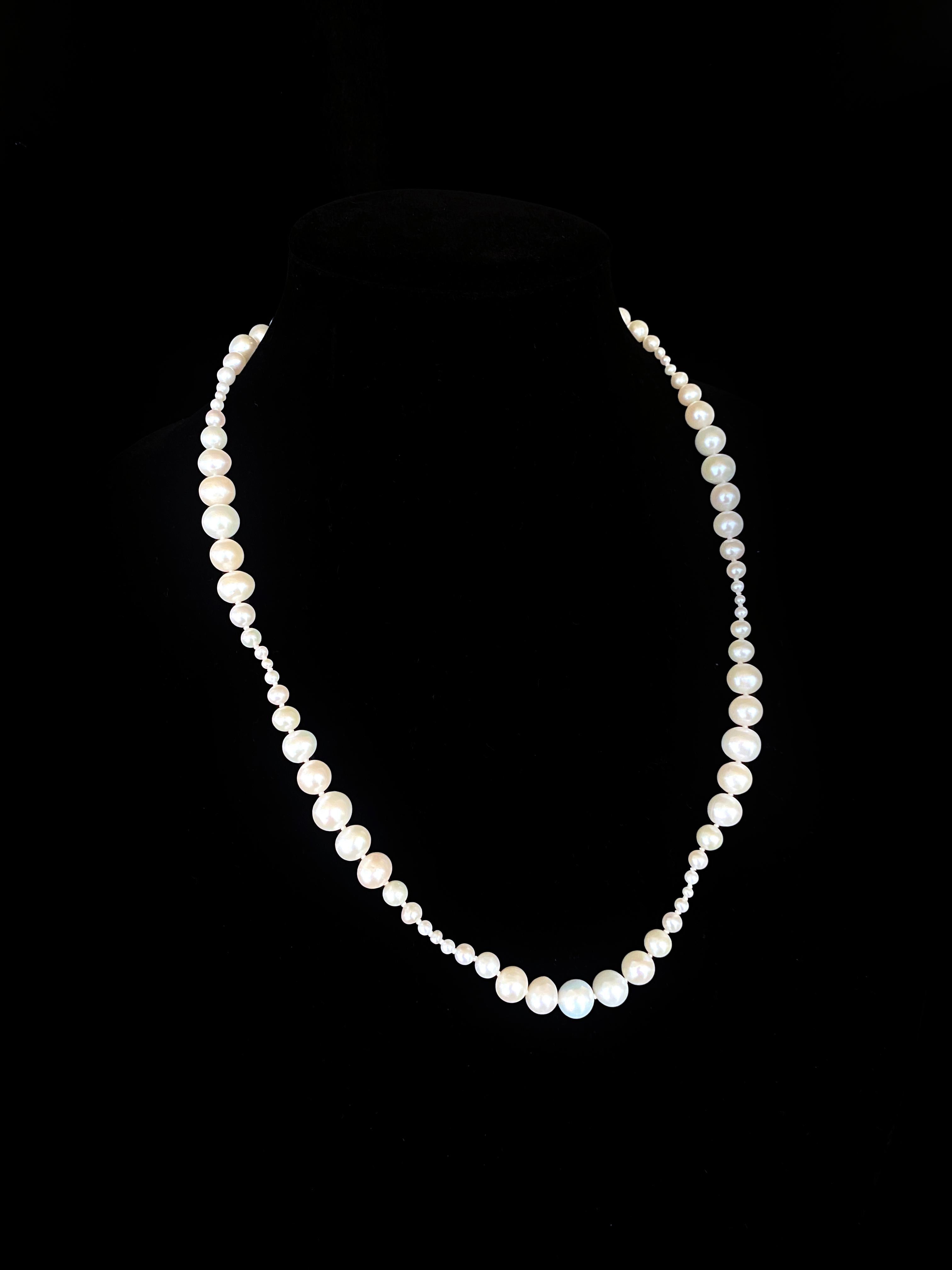Artisan Marina J. Graduated Pearl Necklace with 14k Yellow Gold Clasp For Sale