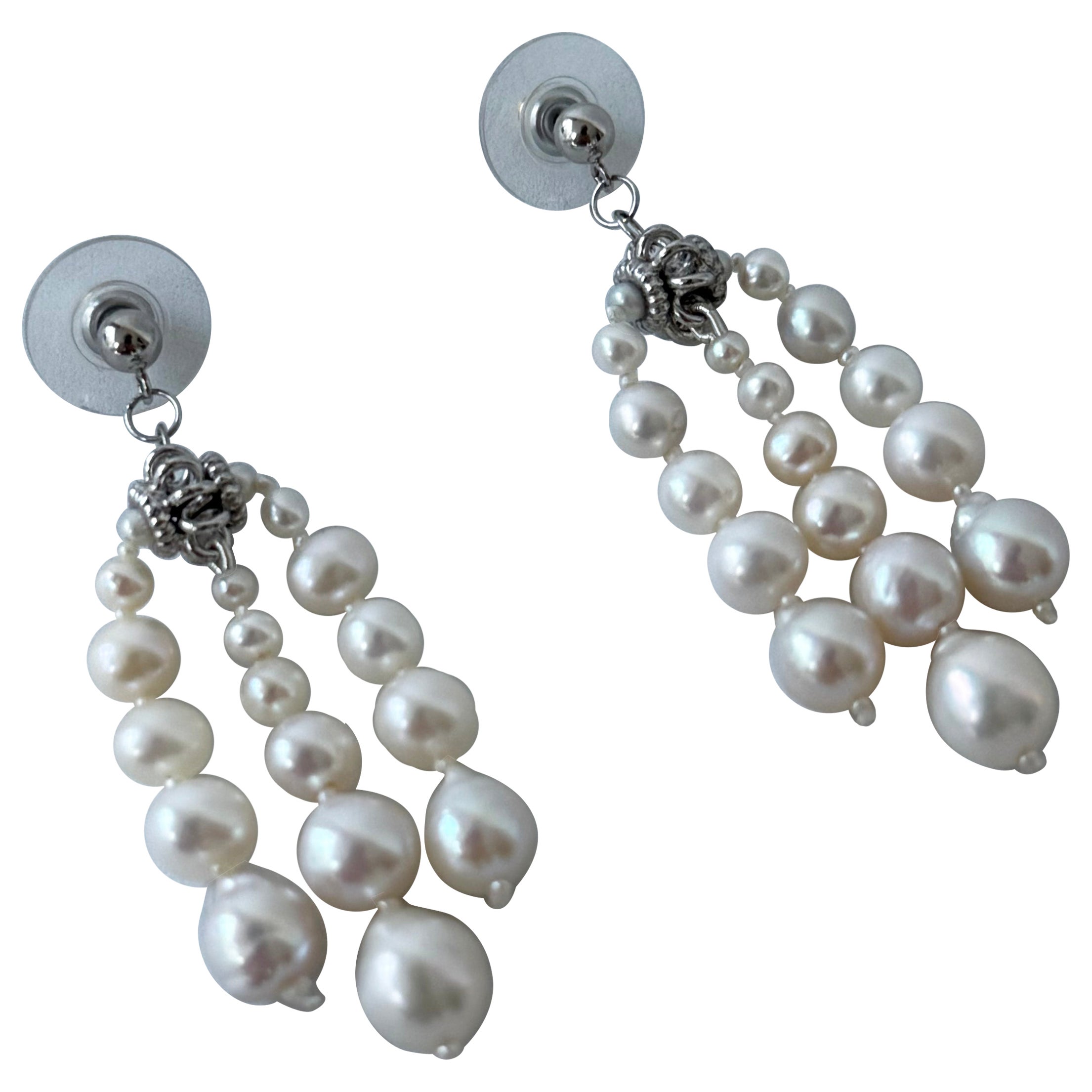 Marina J. Graduated Pearl Raindrop Dangle Earring For Sale