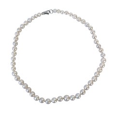 Marina J. Graduated Pearl Strung Necklace with Rhodium Plated Silver Clasp