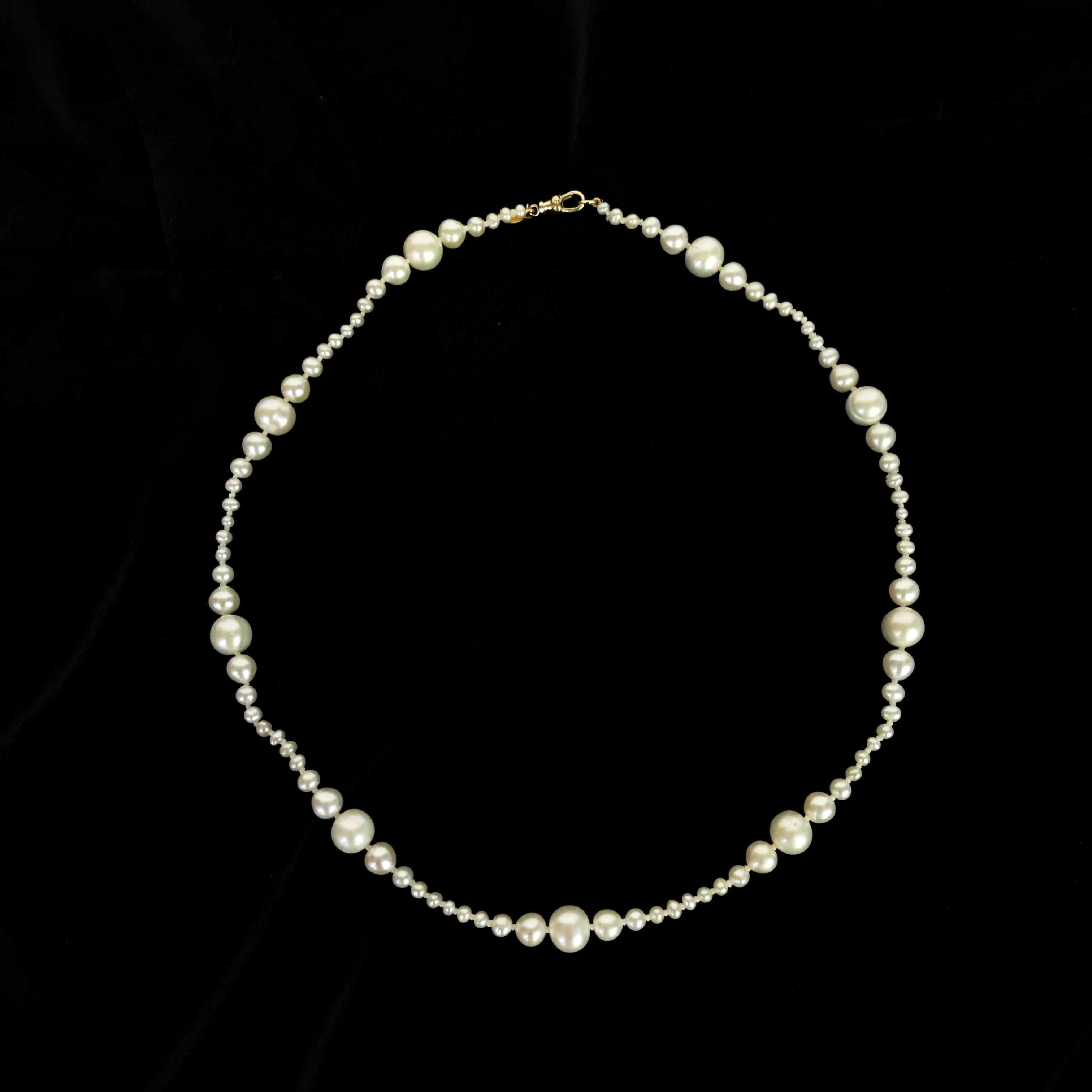 Bead Marina J. Graduated White Pearl Necklace with 14 Karat Yellow Gold Clasp 