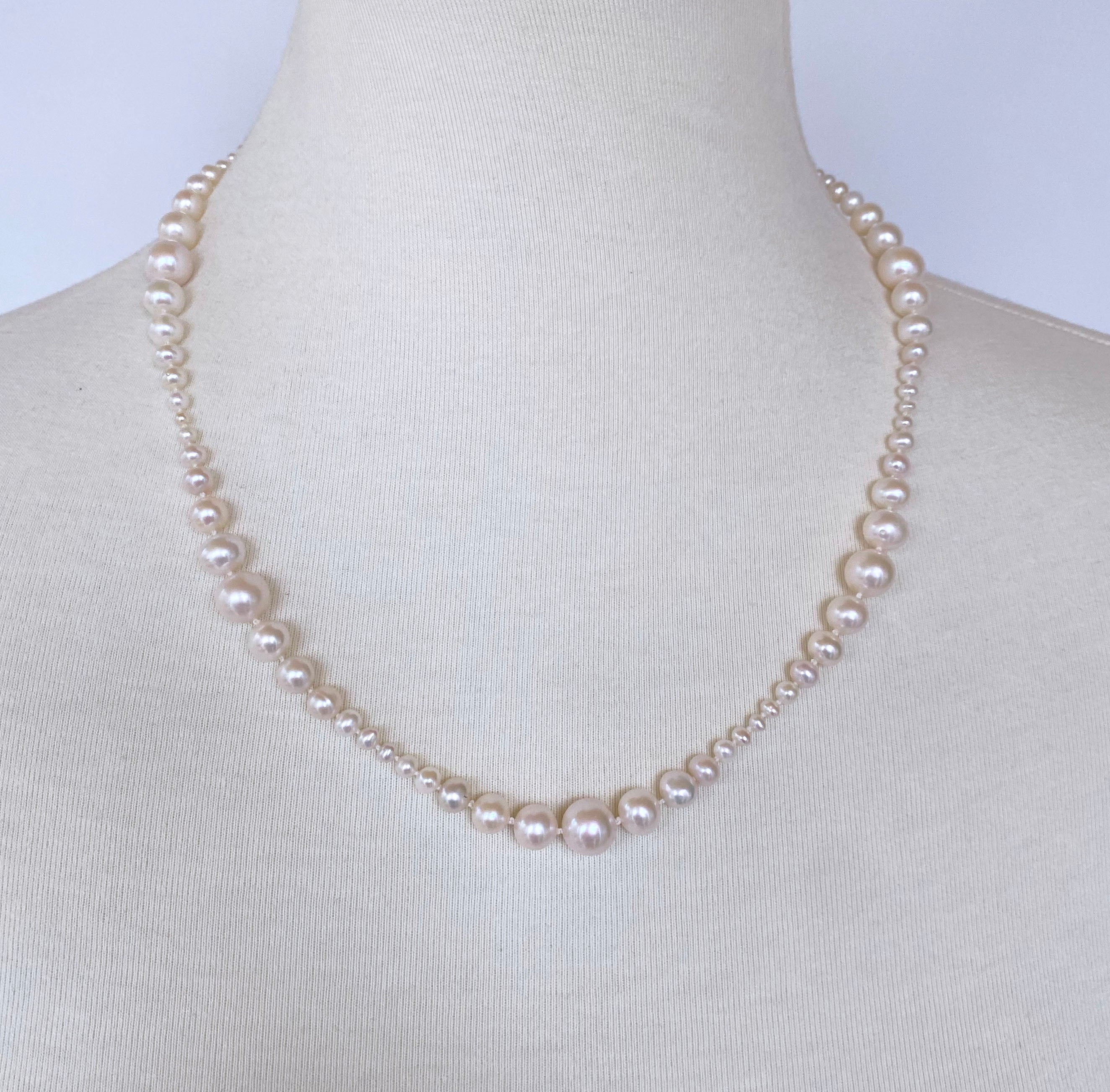 Marina J. Graduated White Pearl Necklace with 14 Karat Yellow Gold Clasp 