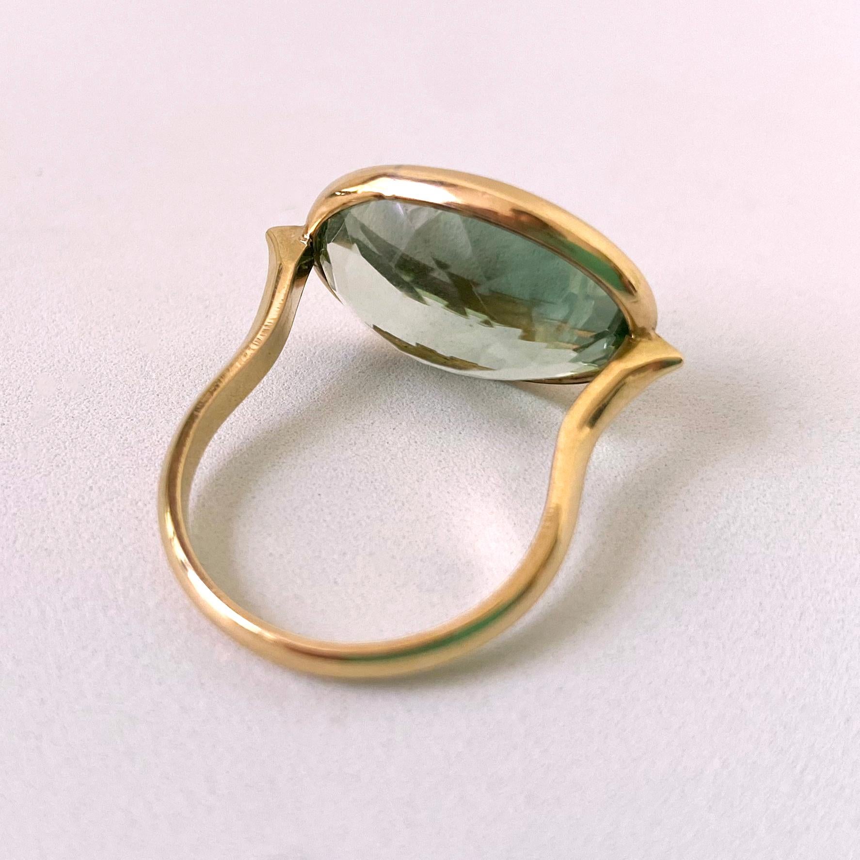 Oval Cut Marina J. Green Amethyst & Solid 14k Yellow Gold Ring For Sale