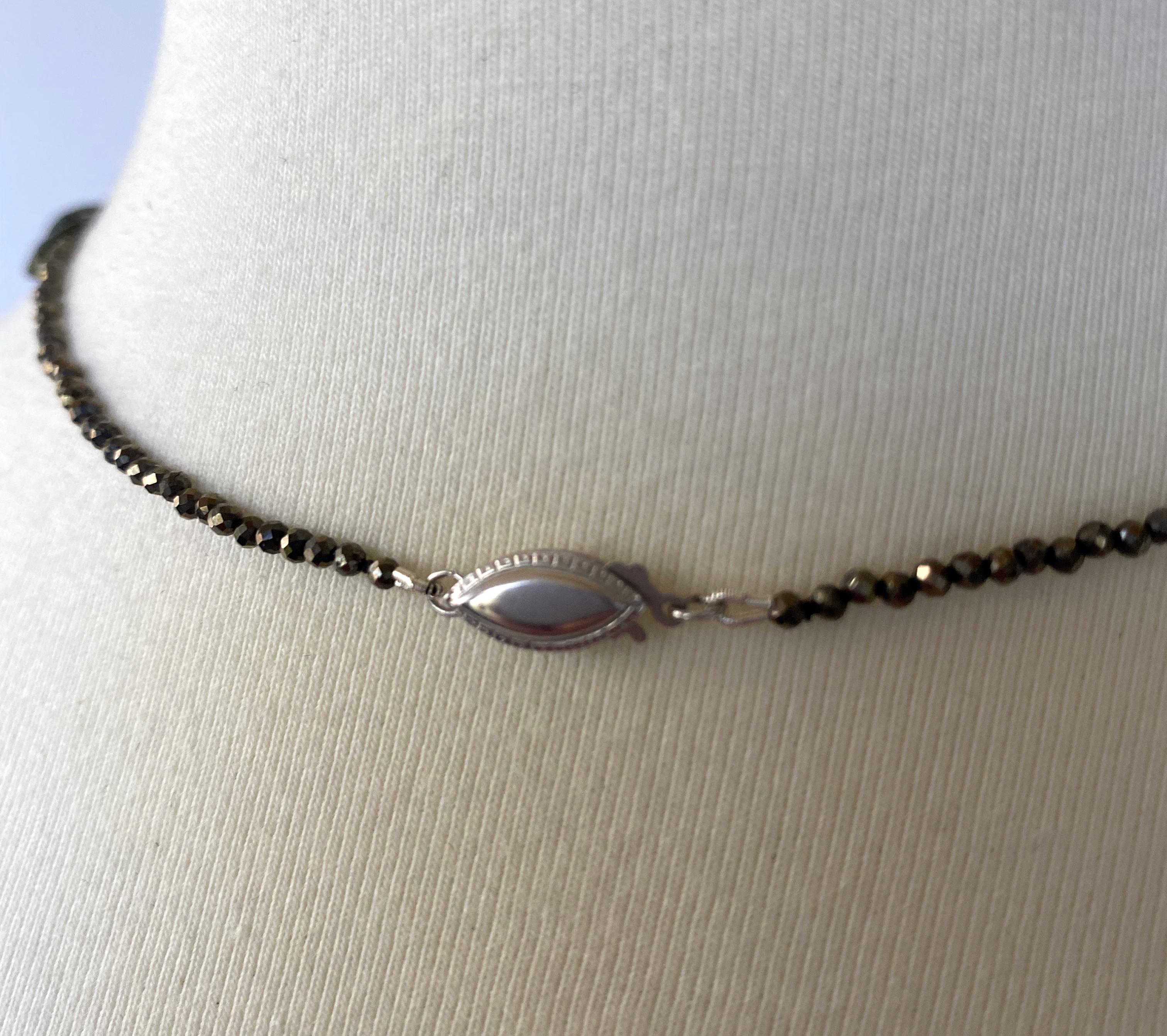 Women's Marina J. Green Tourmaline Necklace with Iridescent Spinel and Silver Clasp