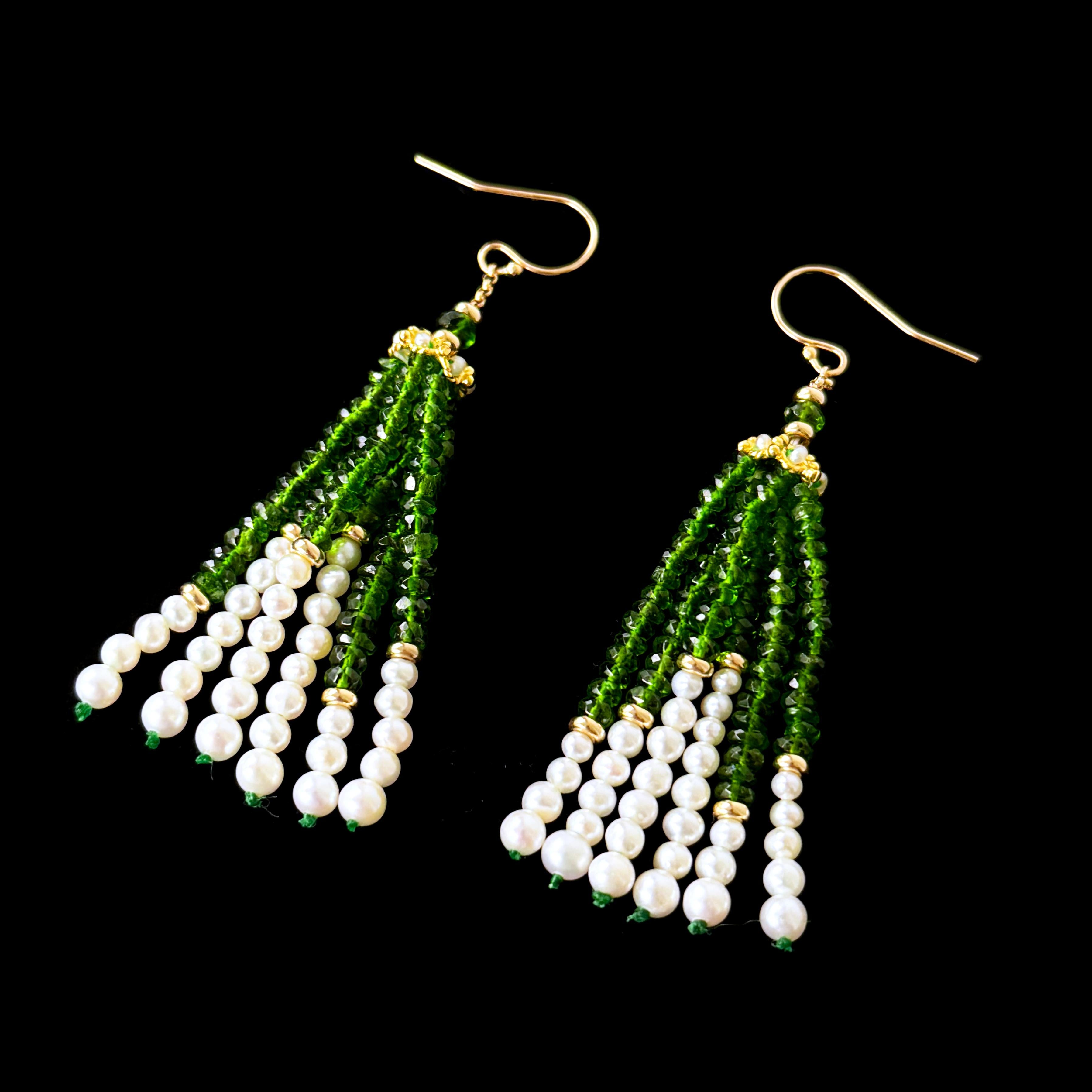 Marina J. Greene & Greene, Perle e Orecchini con nappe in oro giallo massiccio 14k In condizioni Nuovo in vendita a Los Angeles, CA