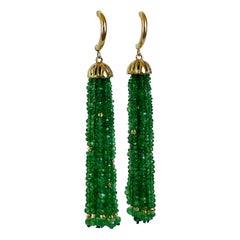 Marina J. Boucles d'oreilles à pampilles en tsavorite verte et or jaune massif 14 carats