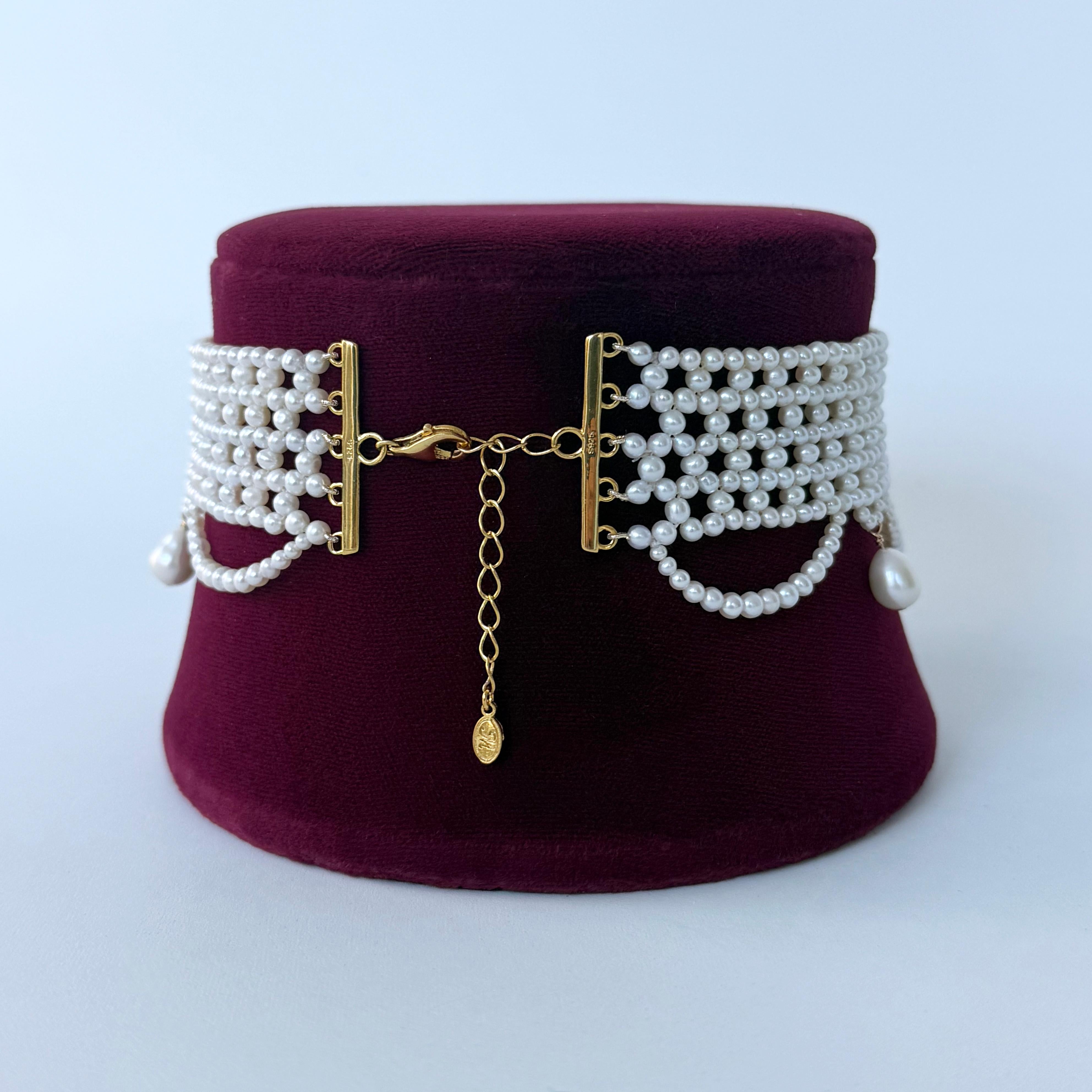 Marina J Intricate Draped Seed Pearl Woven Choker with Sliding Clasp in vendita 3