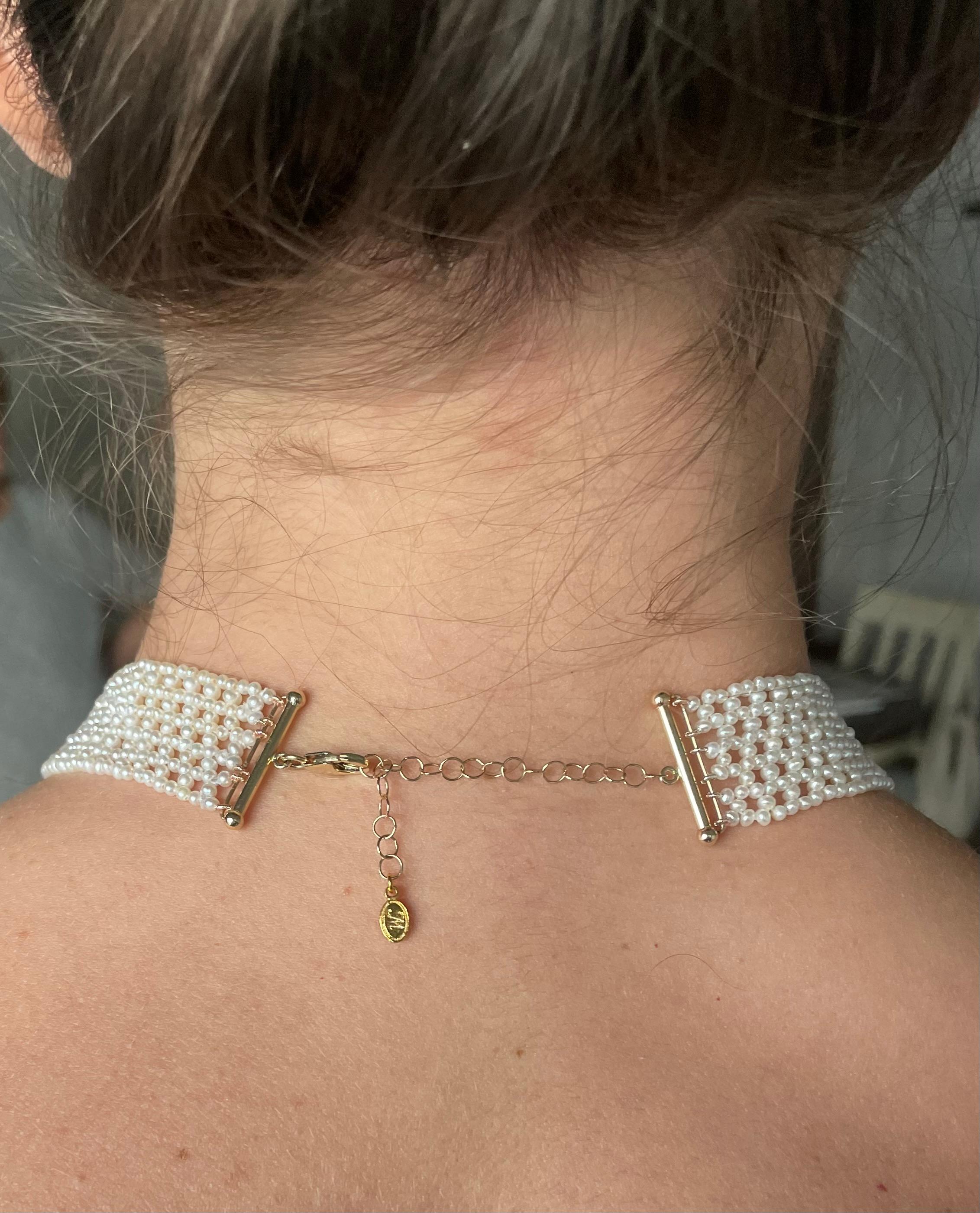 Marina J Intricate Draped Seed Pearl Woven Choker with Sliding Clasp in vendita 2