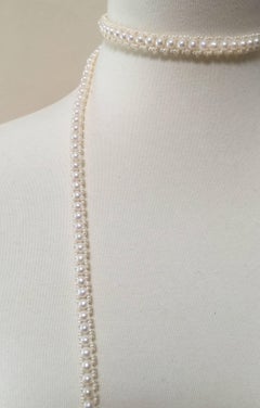 Marina J, kunstvoll gewebtes Perlen-Sautoir mit Perlenquasten Diamant-Rondelle
