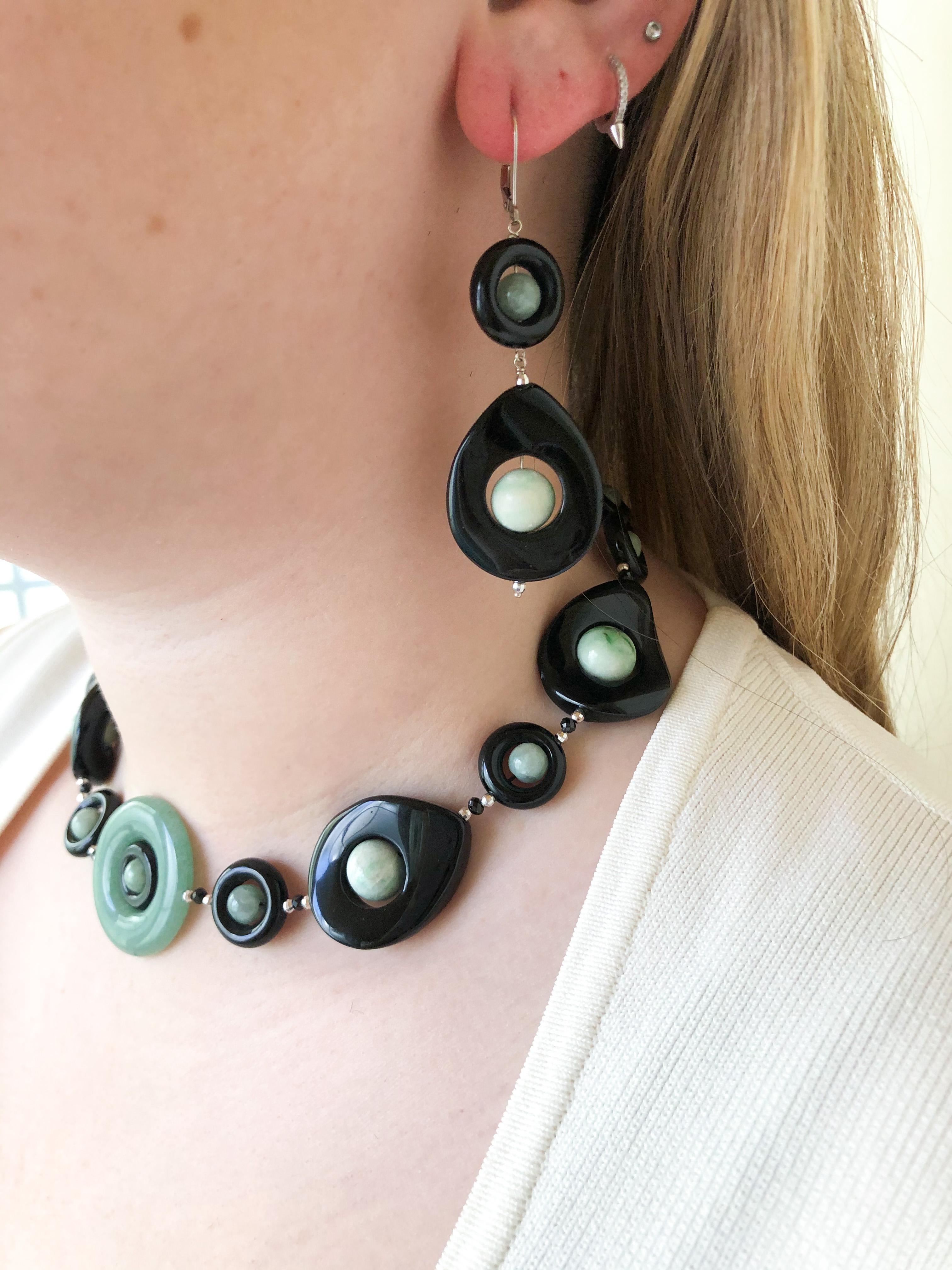 Marina J. Jade and Black Onyx Necklace with Silver Rhodium-Plated Clasp 1