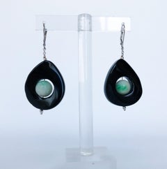 Marina J. Jade and Onyx Drop Earrings with 14 Karat White Gold