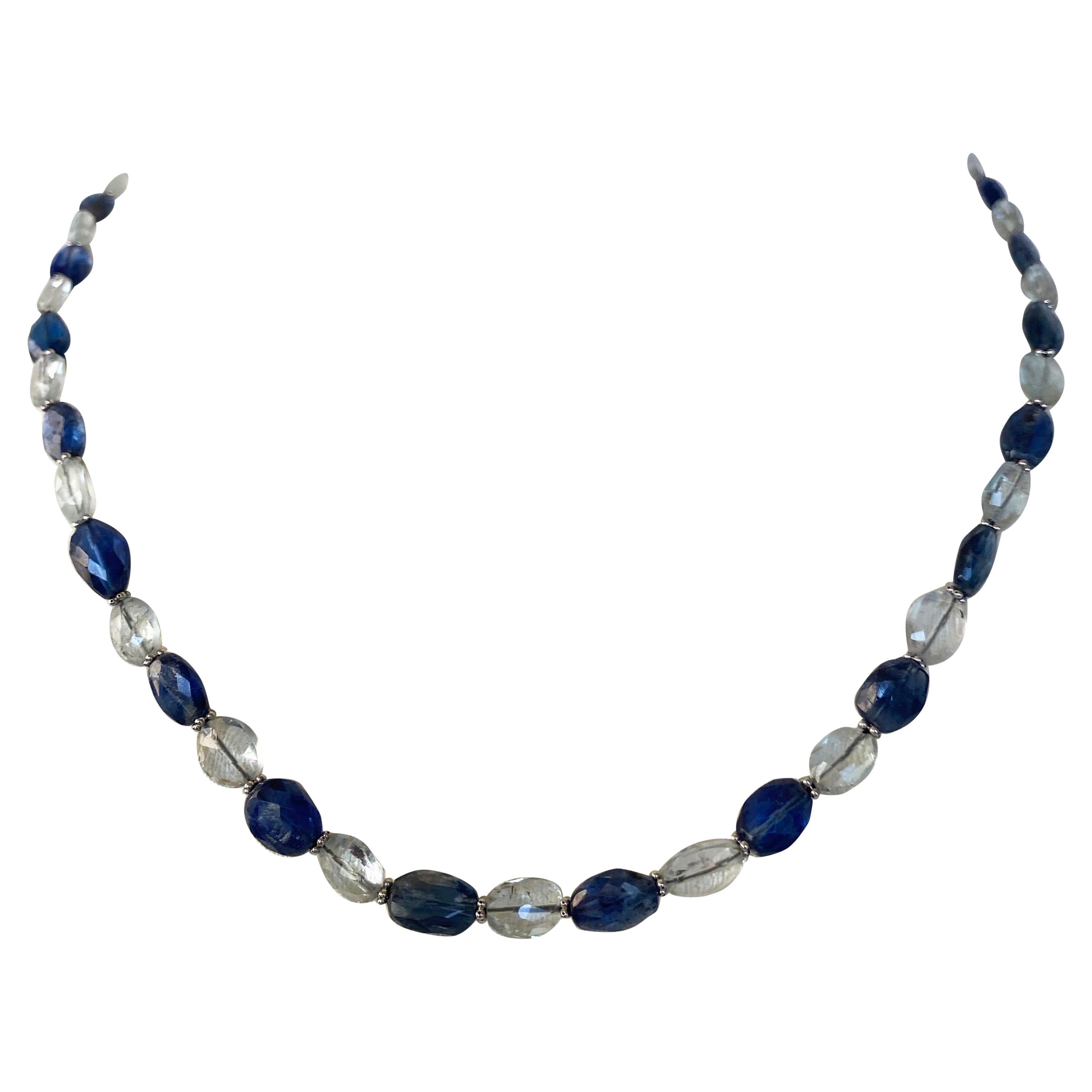 Marina J. Kyanite and Blue Topaz Necklace with 14 Karat White Gold