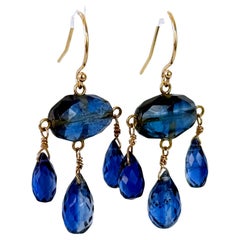 Marina J. Kyanite and Solid 14k Yellow Gold Chandelier Earrings