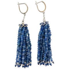 Marina J. Kyanite Tassel Earrings with 14 Karat Gold Lever-Backs, Cup and Chain