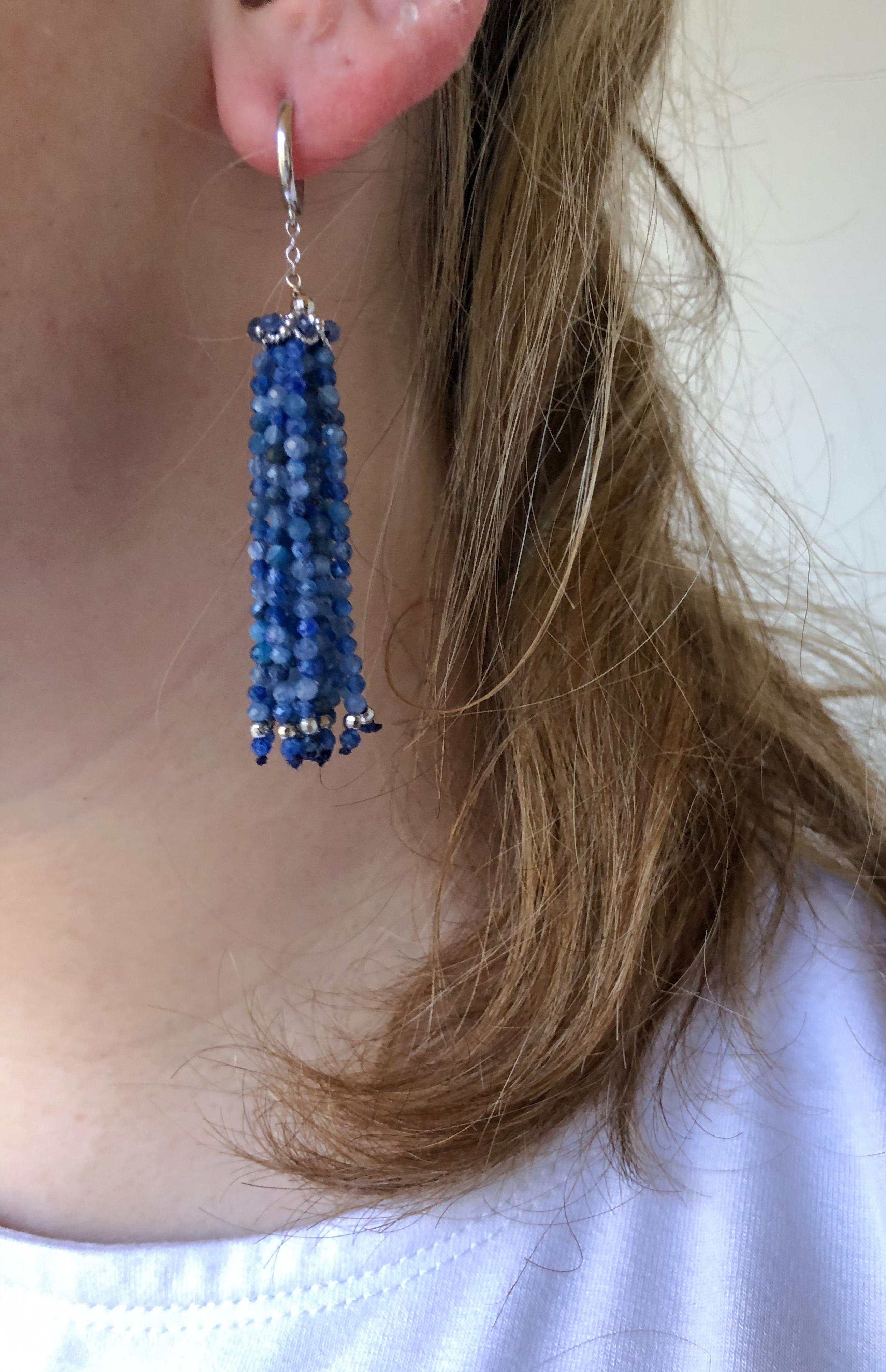 Marina J. Kyanite Tassel Earrings with 14 Karat Gold Lever-Backs, Cup and Chain In New Condition In Los Angeles, CA