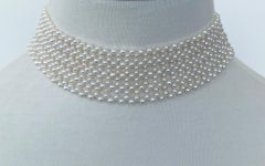 Marina J. Lace Woven Pearl Choker with Adjustable Rhodium Clasp