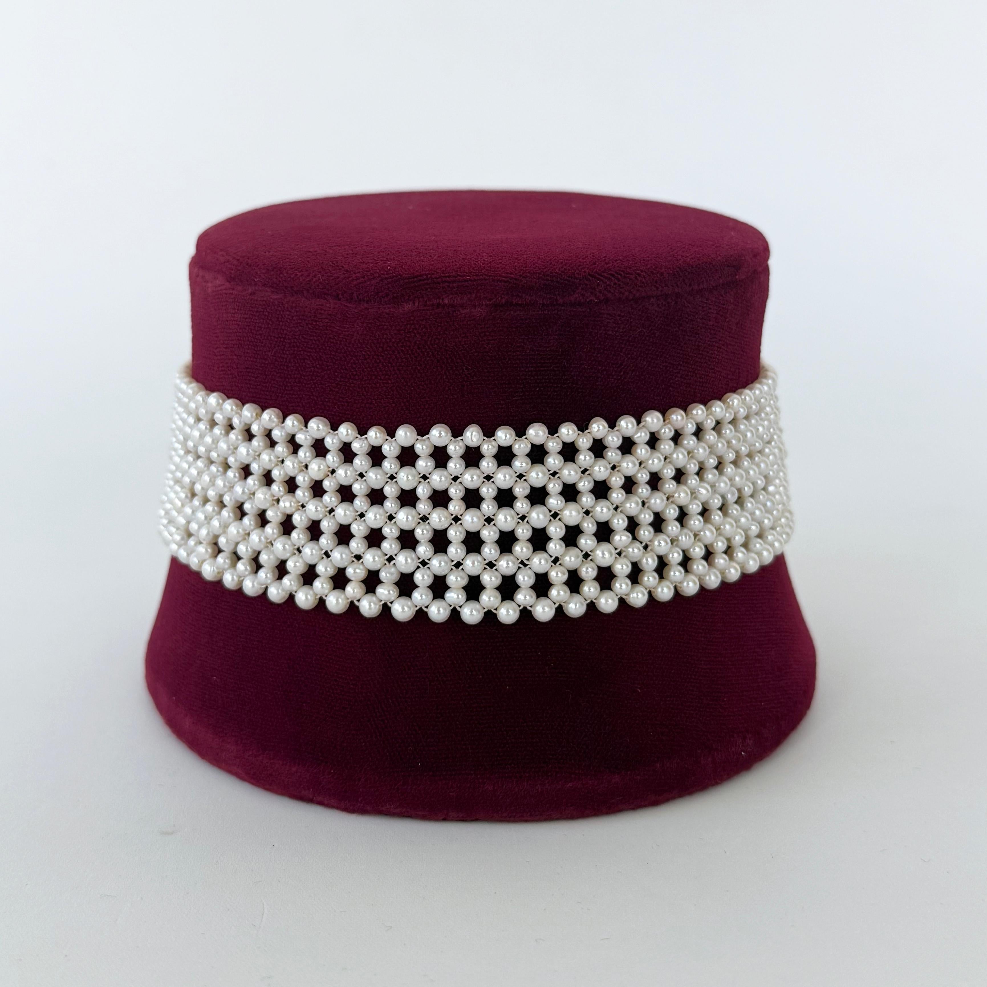 Marina J. Collana di perle intrecciate con chiusura in rodio regolabile In condizioni Nuovo in vendita a Los Angeles, CA