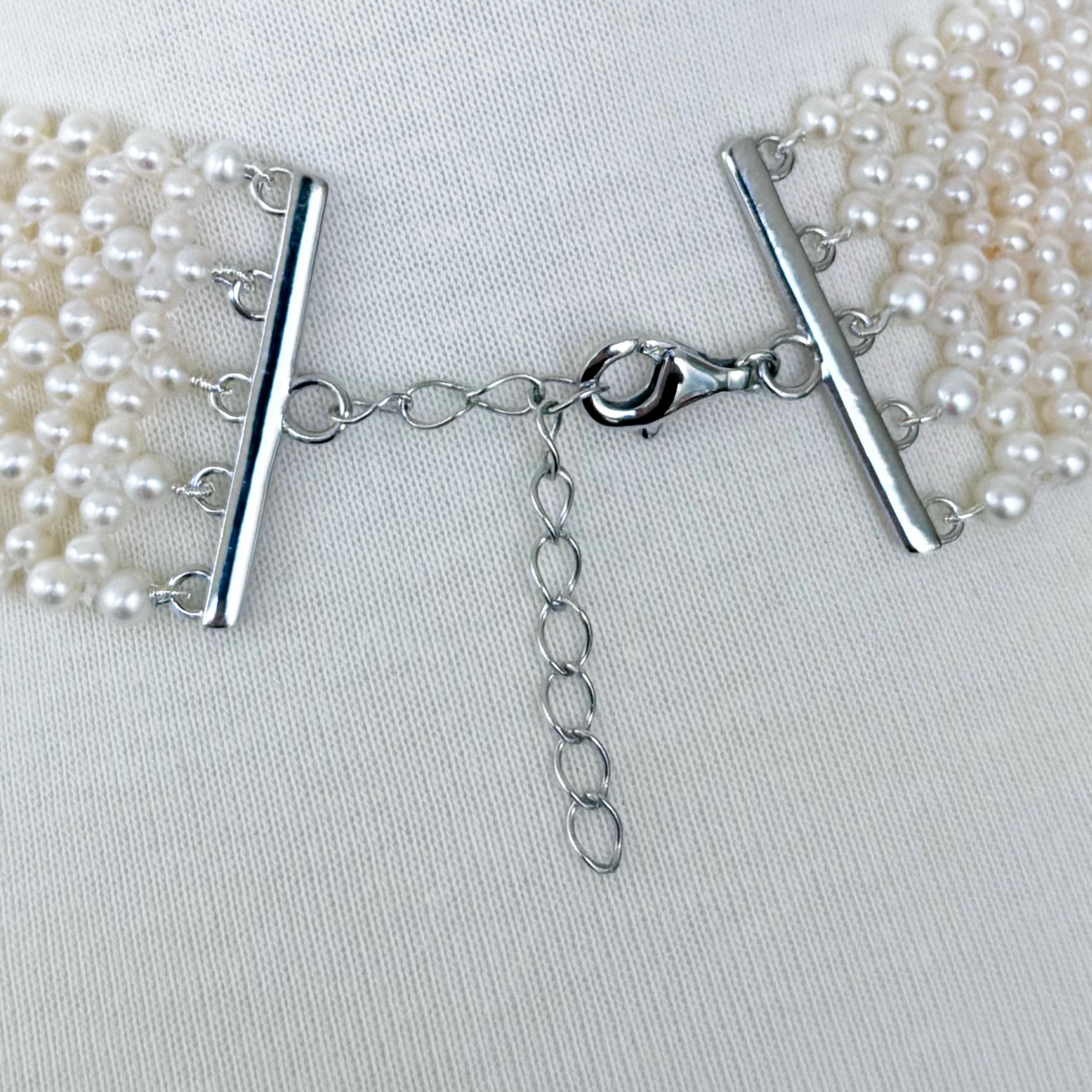 Donna Marina J. Collana di perle intrecciate con chiusura in rodio regolabile in vendita