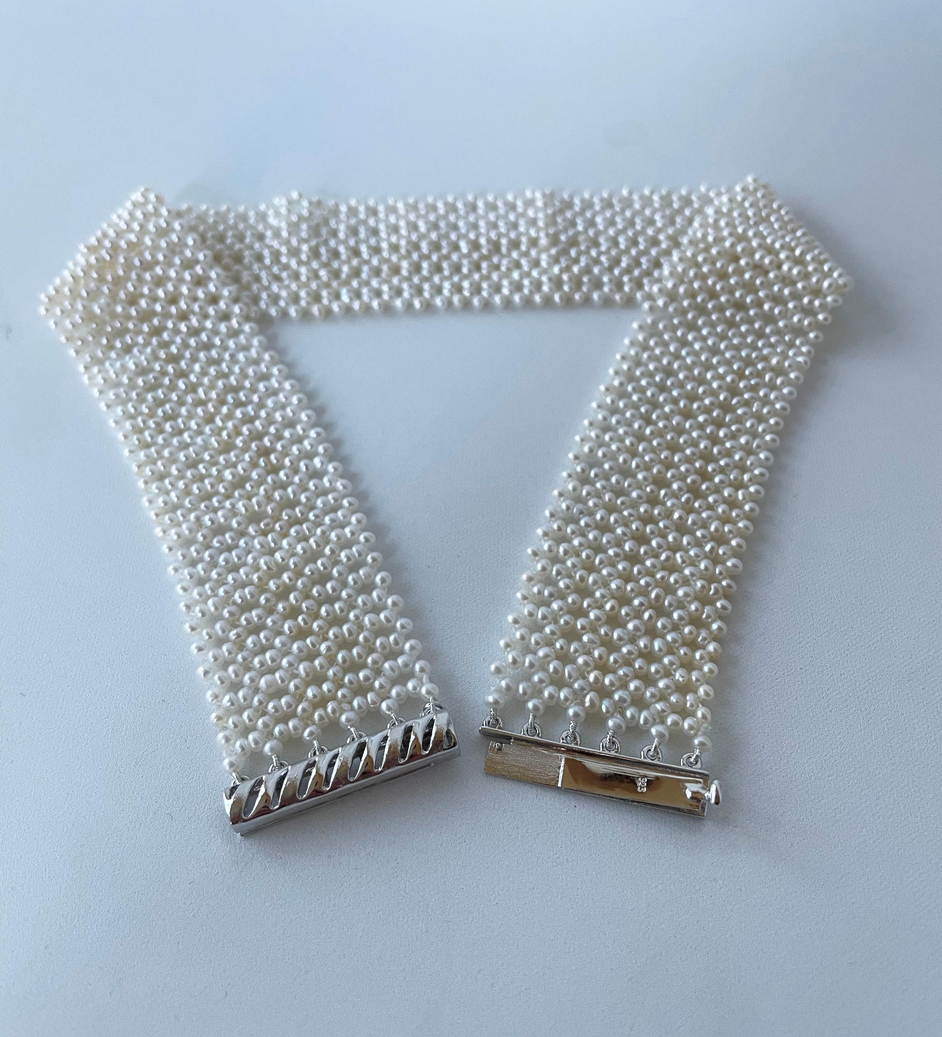 Marina J. Collana di perle intrecciate con fibbia in argento rodiato 3
