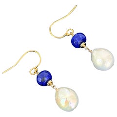 Marina J. Lapis Lazuli, Pearl & Solid 14k Gold Earrings