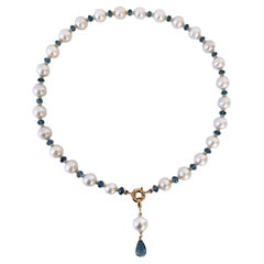 Marina J London Blue Topaz, 14k Yellow Gold
Pearl Necklace with Removable Drop