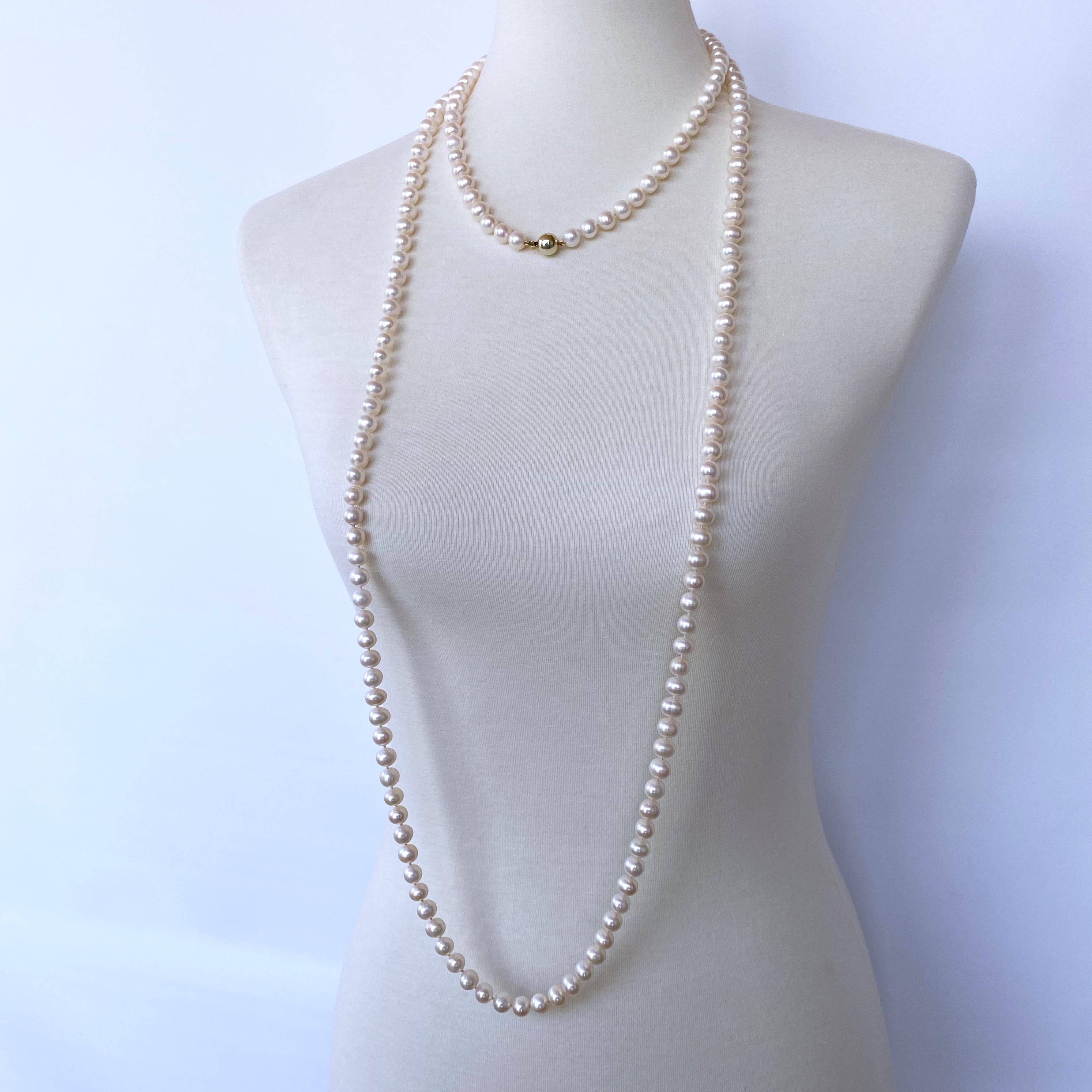 Marina J. Long Pearl Knotted Necklace with 14k Yellow Gold Ball Clasp 1