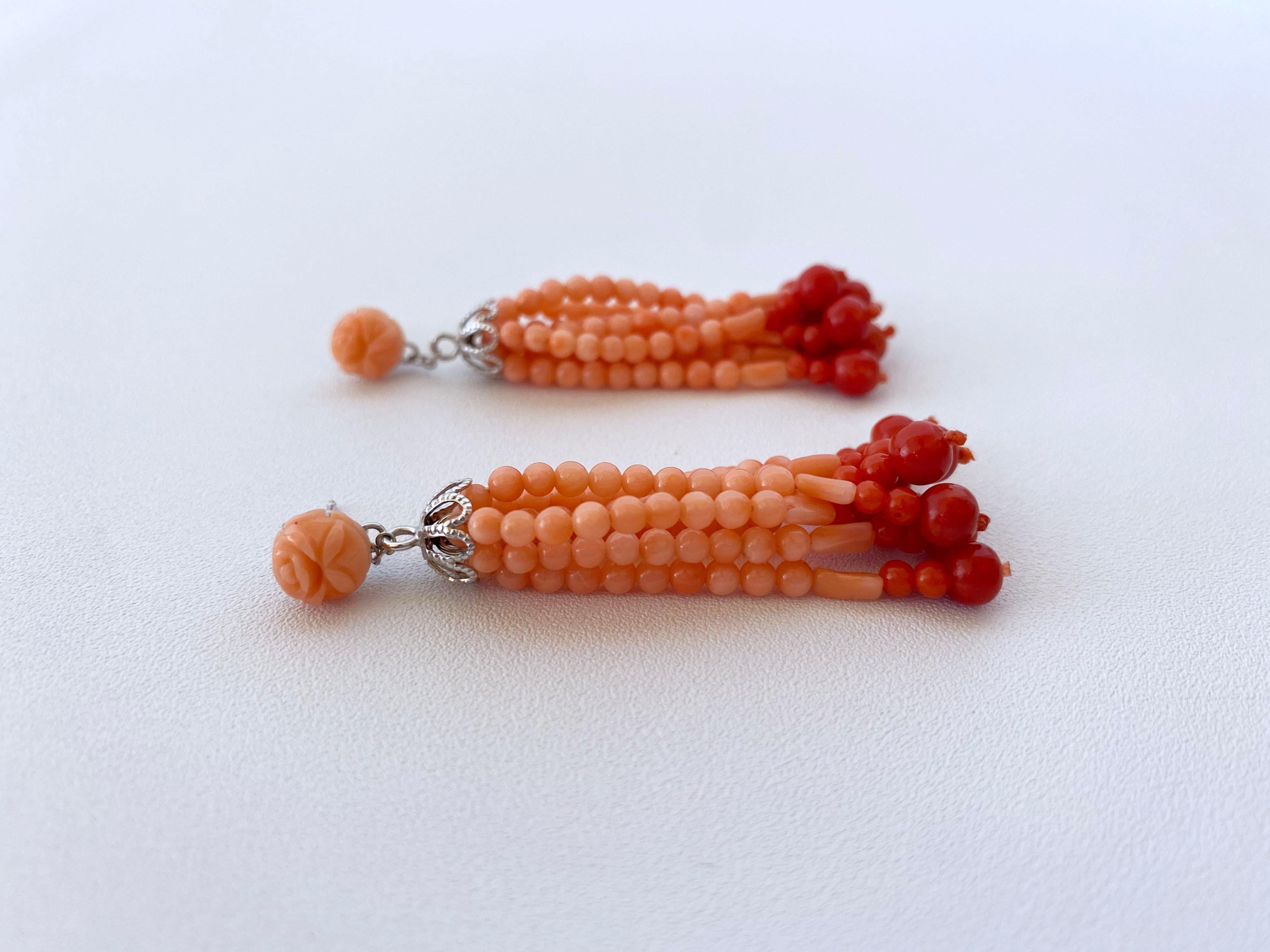 coral tassell earrings
