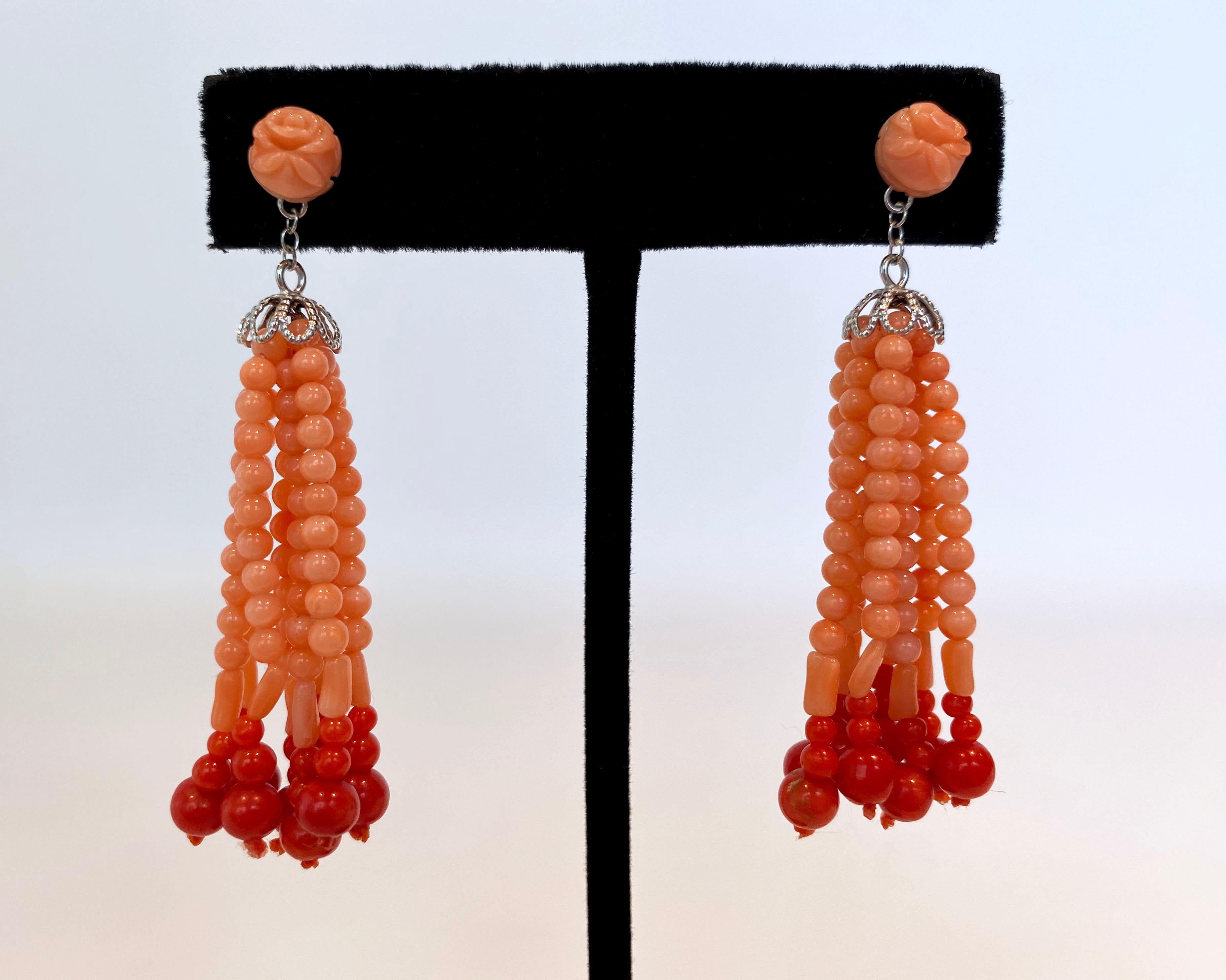 coral beads earrings