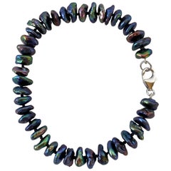 Marina J. Pulsera de perlas Keshi negra para hombre / unisex