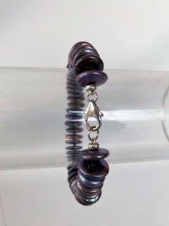 Marina J Men's or Unisex Black Pearl Flat Round Beaded Bracelet