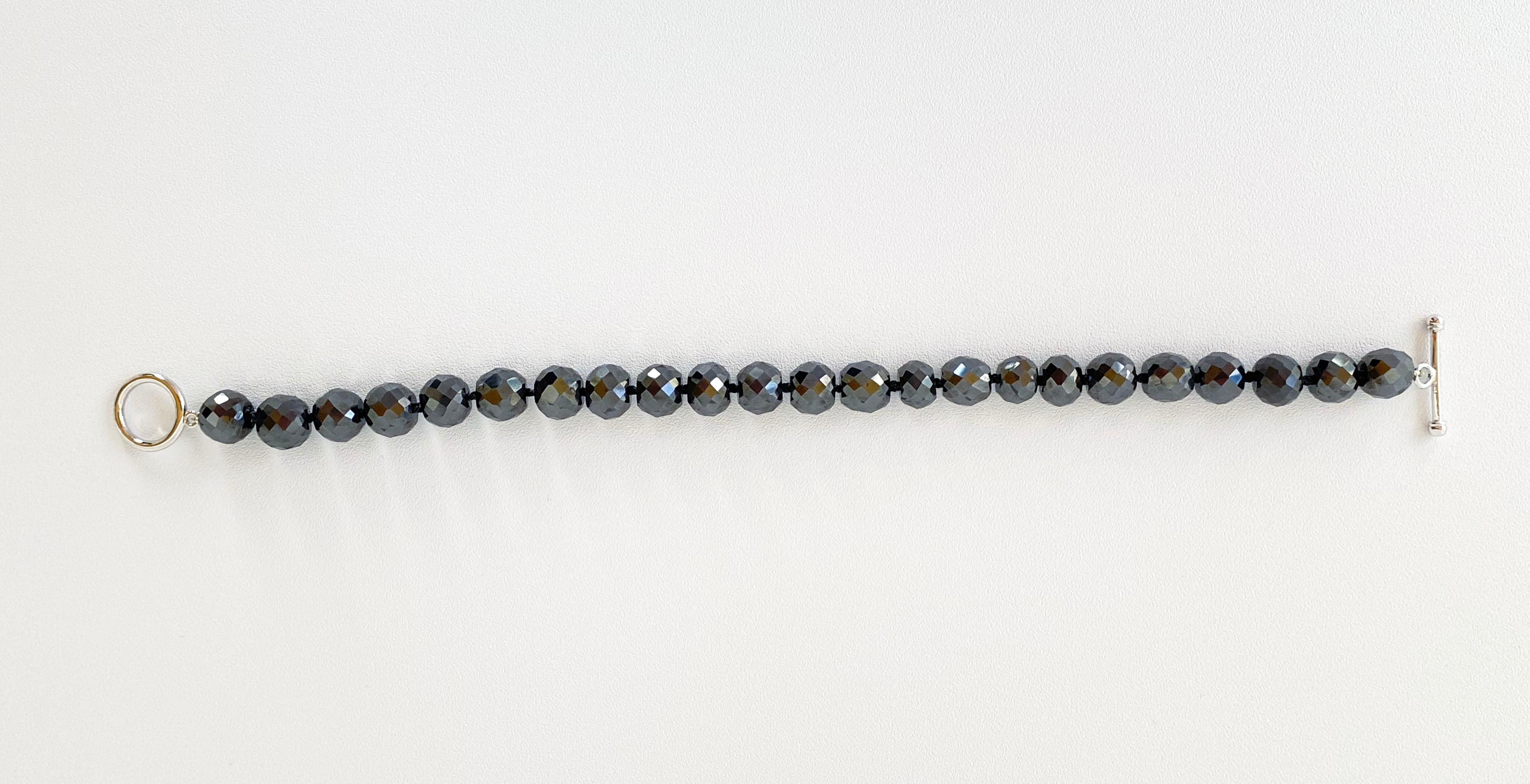 Bead Marina J. Men's / Unisex Black Spinel Bracelet with Toggle Clasp