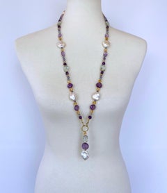 Marina J. Multi Jewel & Pearl Sautoir with Drop Tassel and 14K Yellow Gold