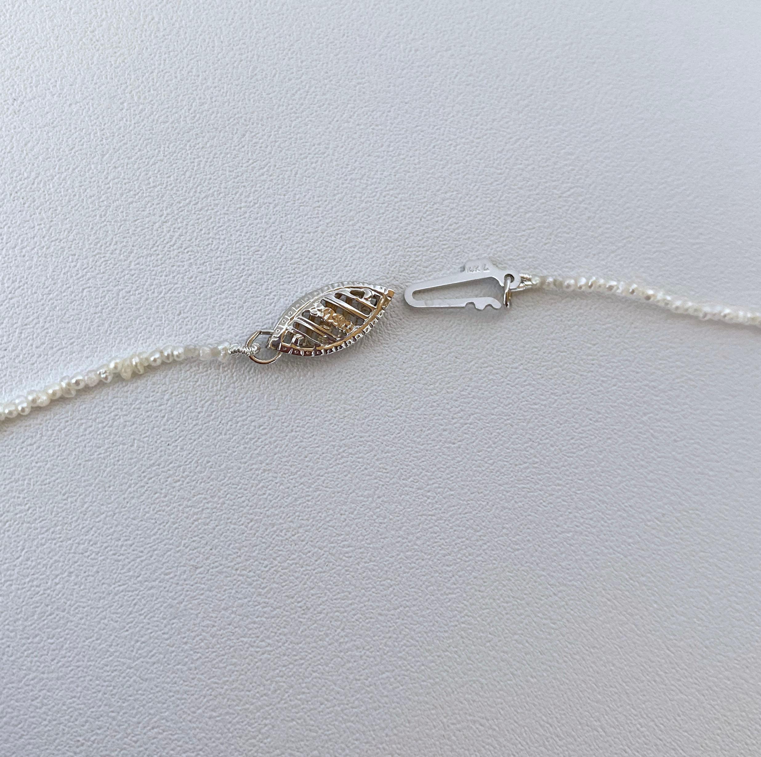 Marina J. Natural Seed Pearl Necklace with Kyantie and 14k White Gold In New Condition In Los Angeles, CA