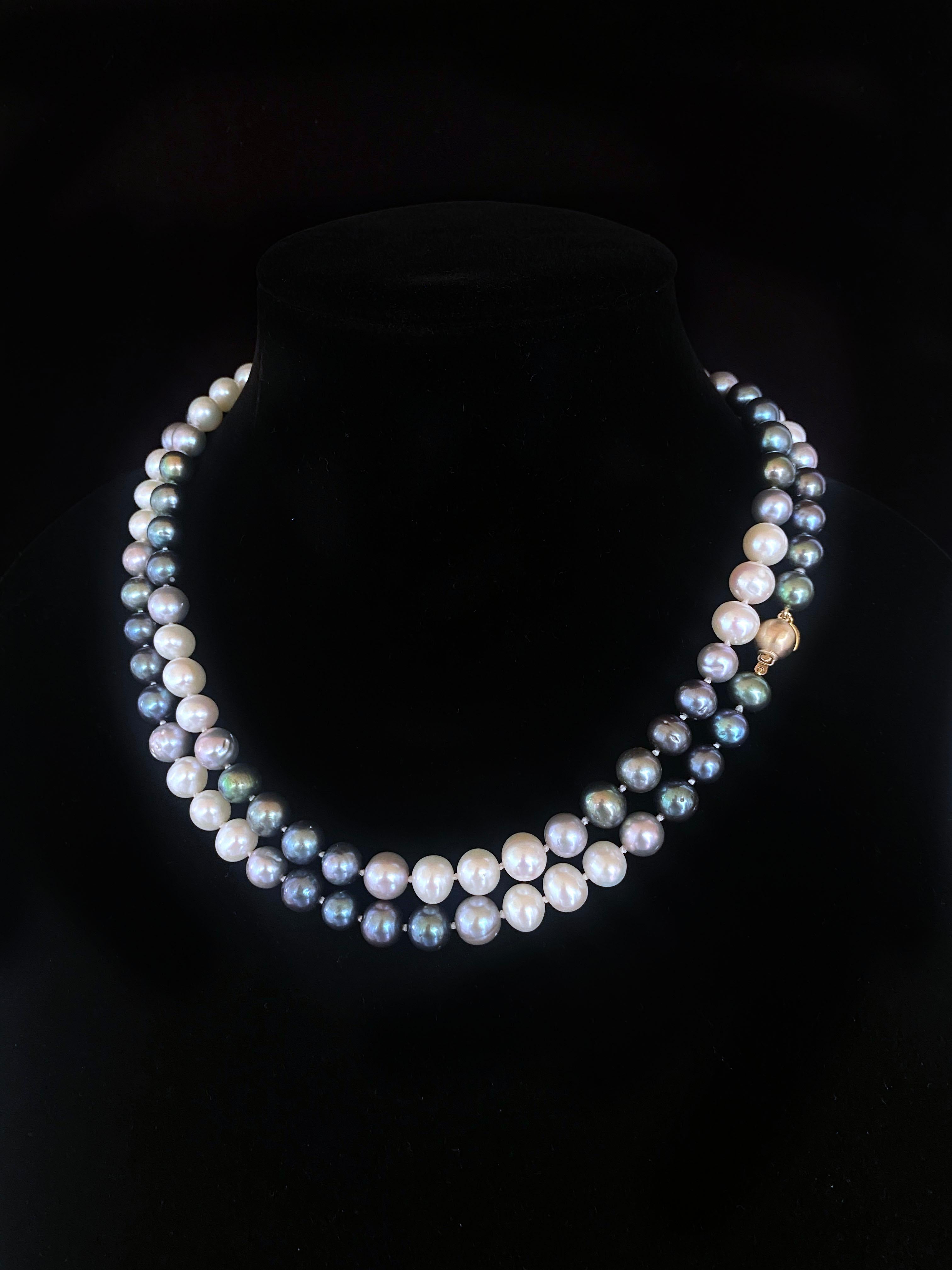 Marina J. Ombre Perlenkette mit 14 Karat Gelbgold strukturiert im Zustand „Neu“ in Los Angeles, CA