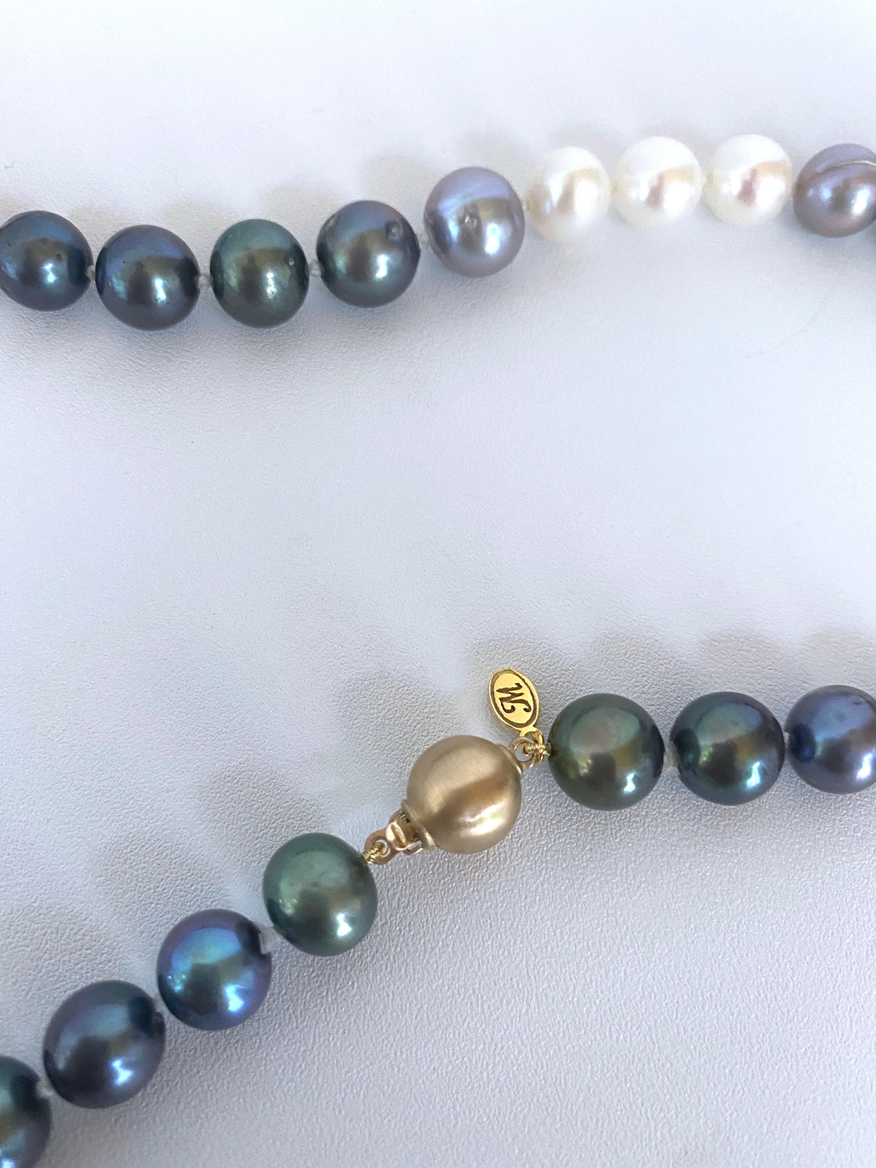 Marina J. Ombre Perlenkette mit 14 Karat Gelbgold strukturiert 3