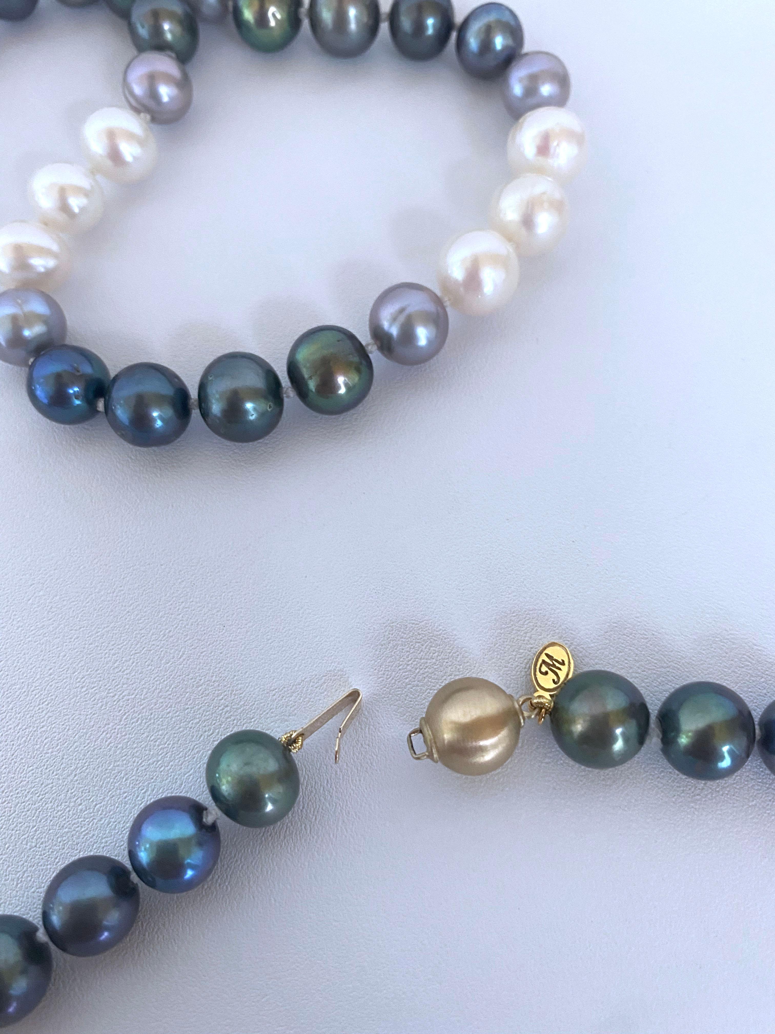 Marina J. Ombre Perlenkette mit 14 Karat Gelbgold strukturiert 4