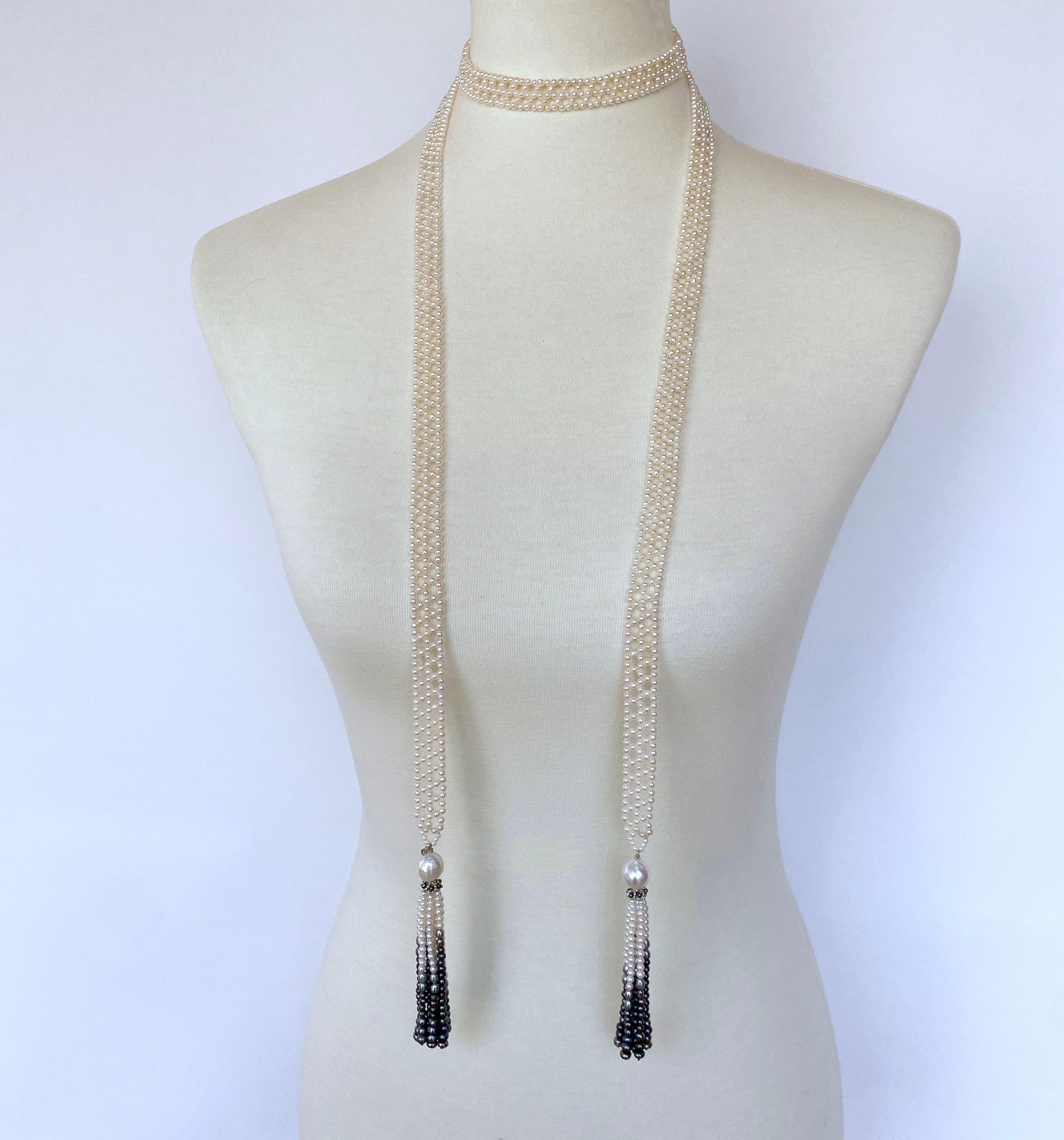 Donna Marina J. Sautoir con perle Ombre e oro bianco 14k in vendita