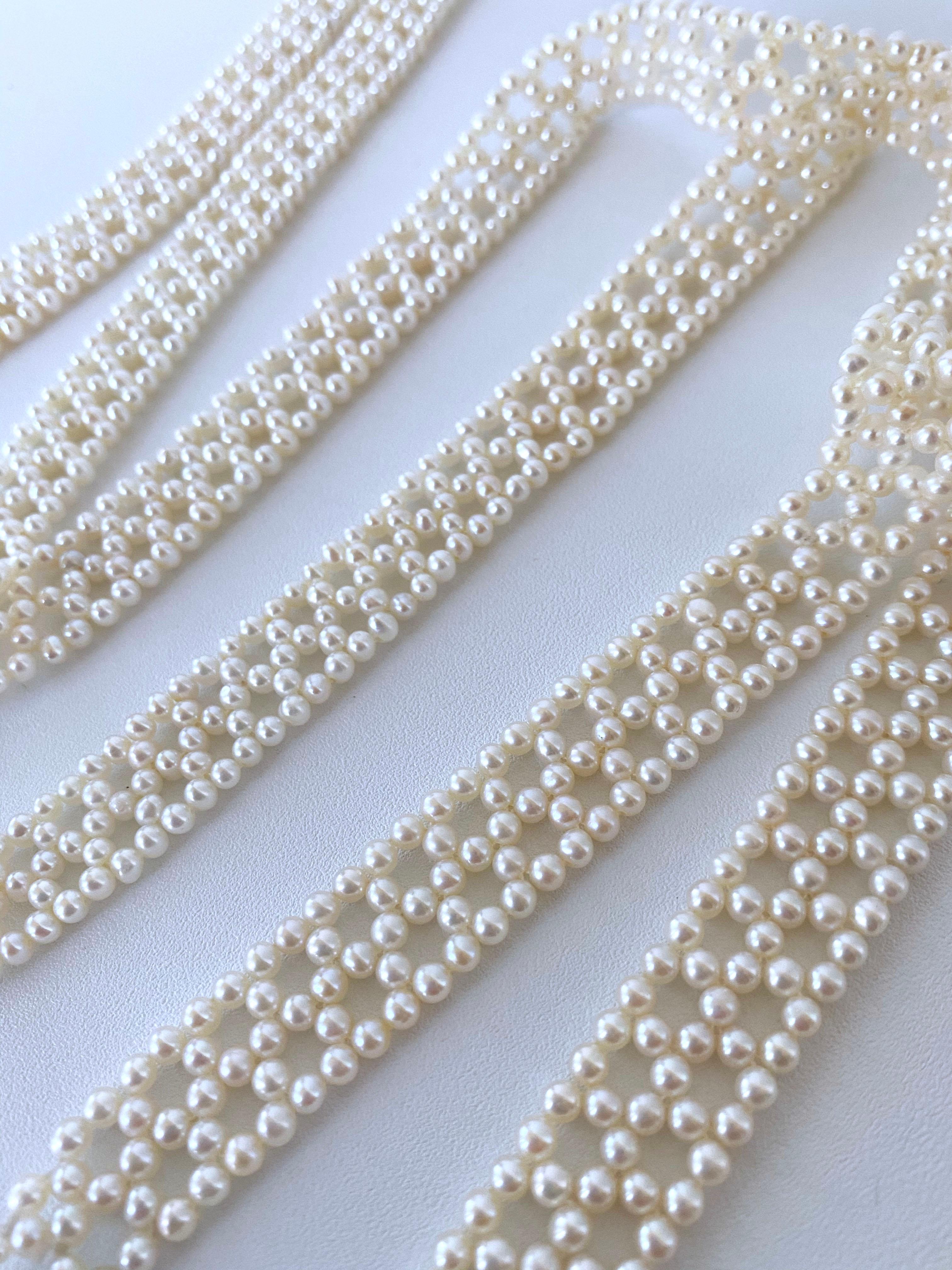 Marina J. Sautoir con perle Ombre e oro bianco 14k in vendita 1