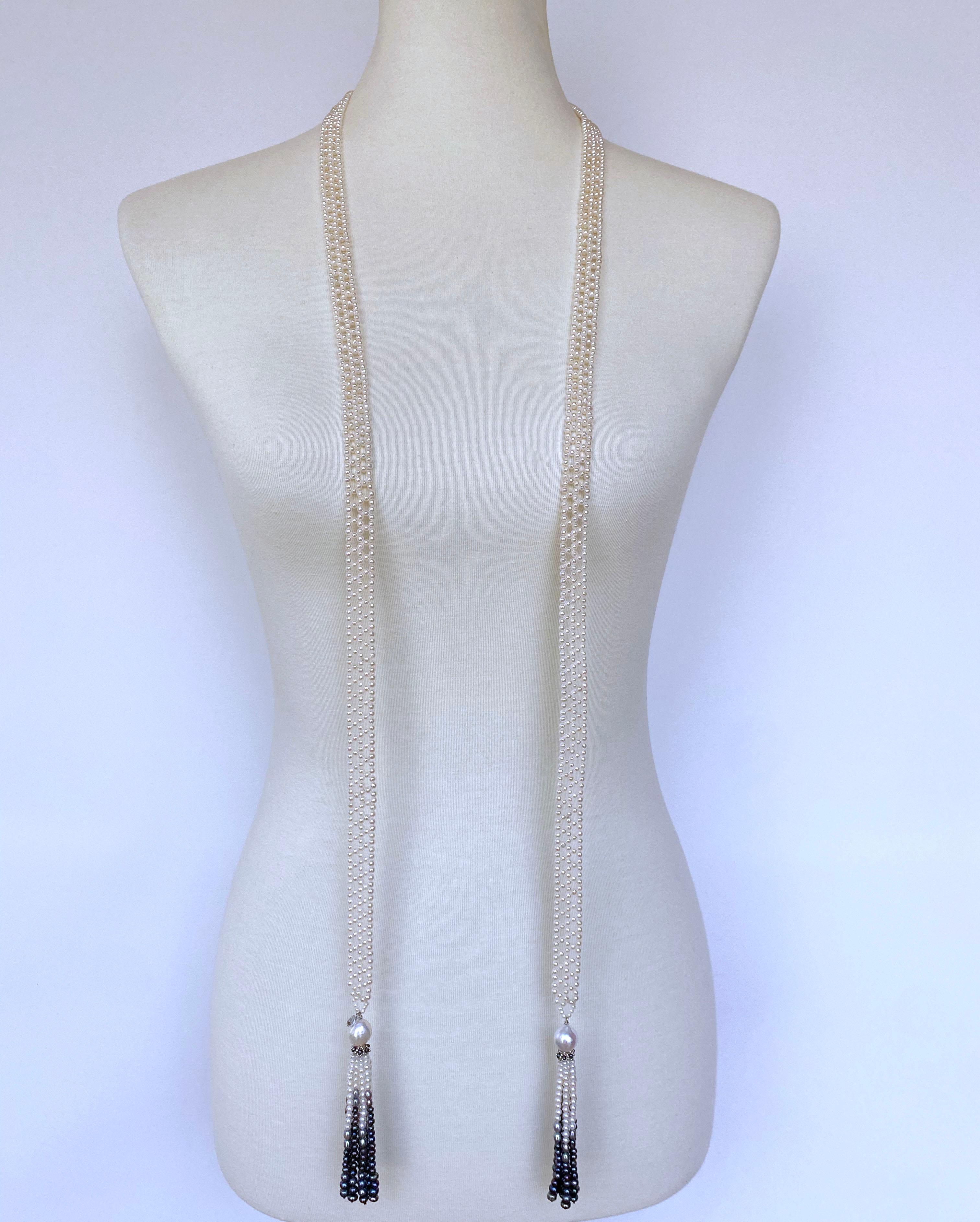 Marina J. Sautoir con perle Ombre e oro bianco 14k in vendita 3