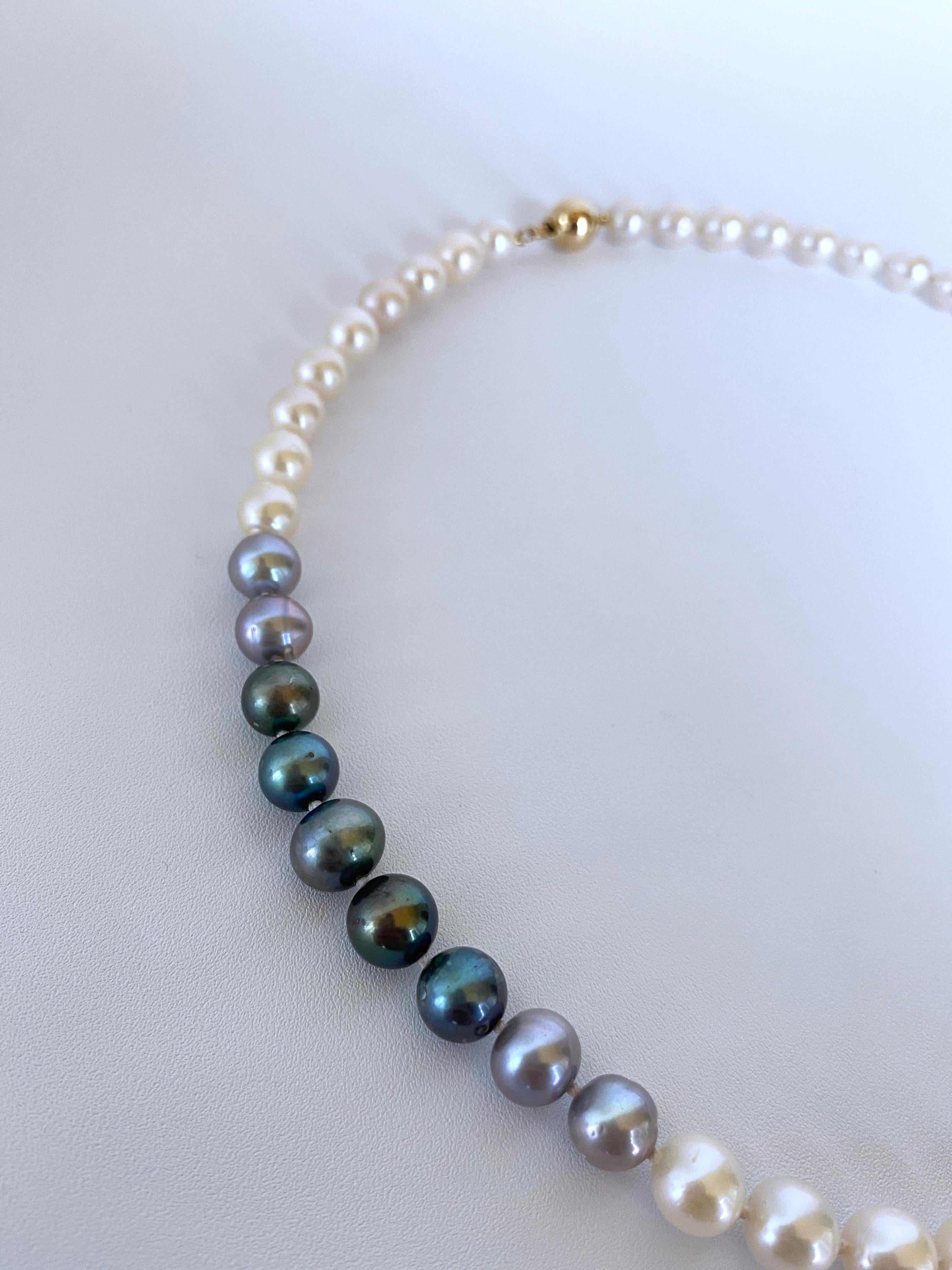 Artisan Marina J. Ombre Pearl Strung Necklace with 14k Yellow Gold