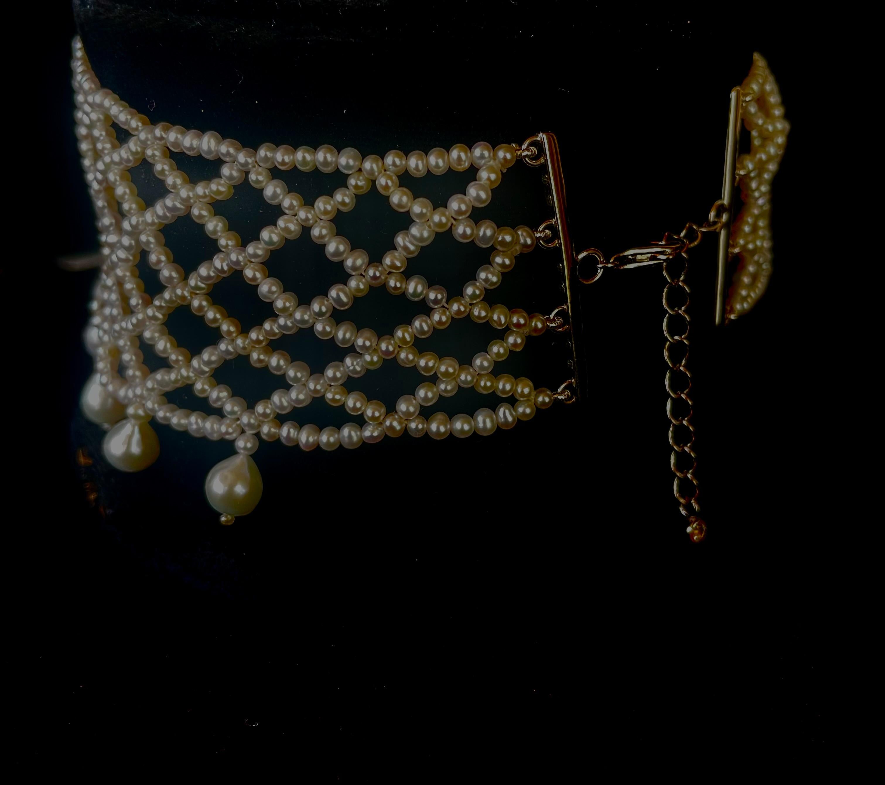 Marina J One of a kind pearl choker with Rhodium Plated silver adjustable clasp For Sale 3