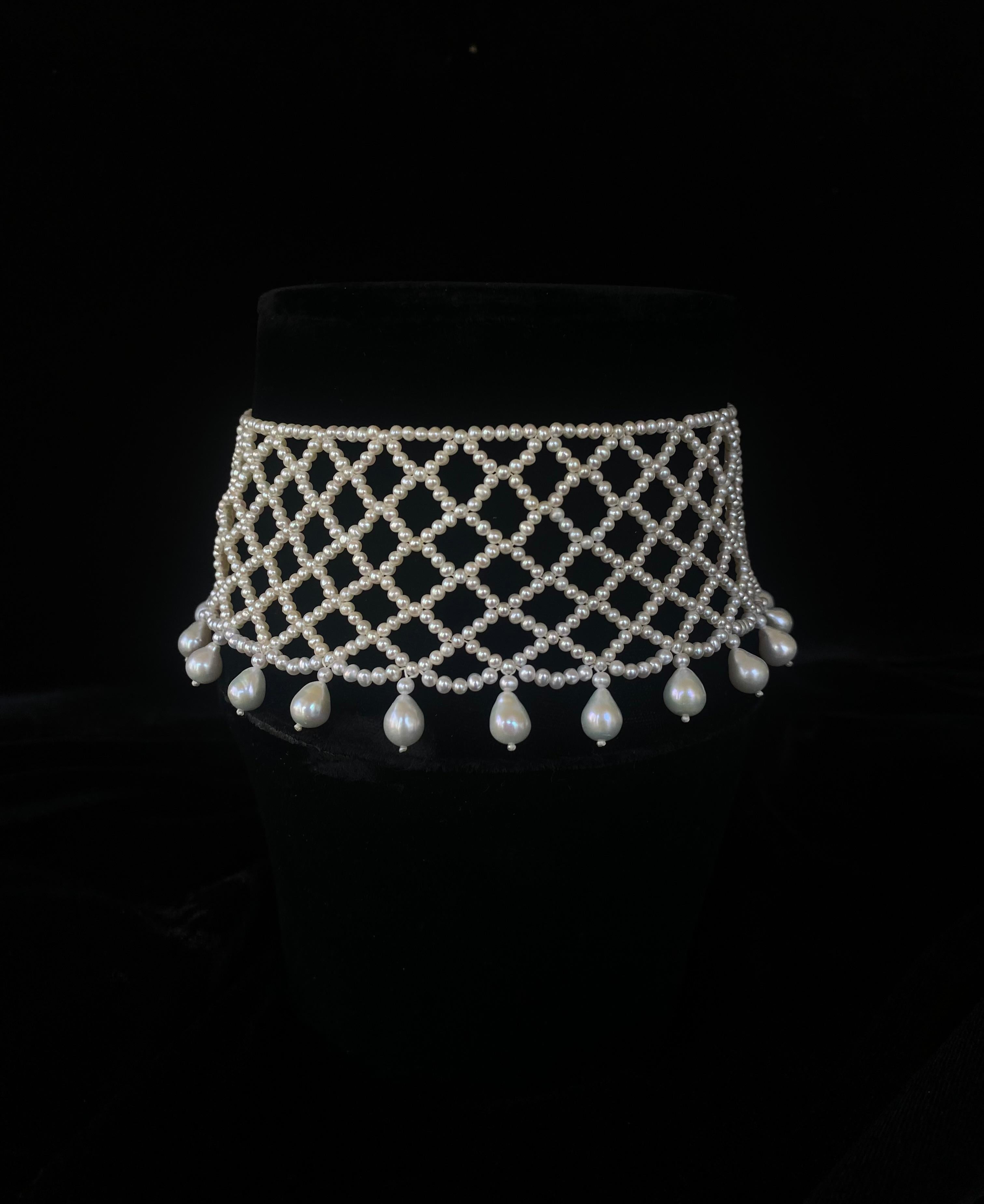Marina J Einzigartiges Perlenhalsband mit verstellbarem, rhodiniertem Silberverschluss im Angebot 2