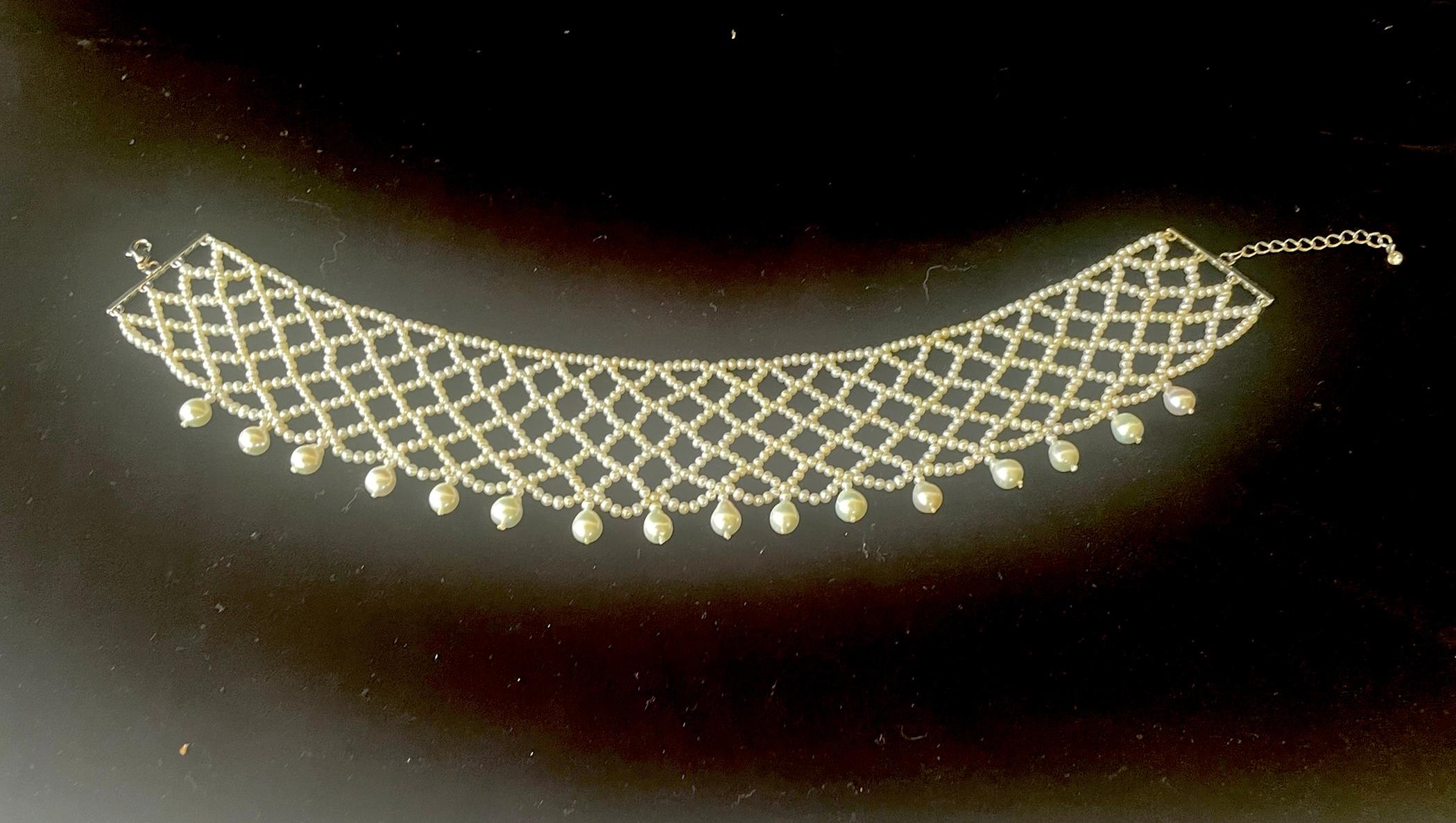 Marina J Einzigartiges Perlenhalsband mit verstellbarem, rhodiniertem Silberverschluss im Angebot 3