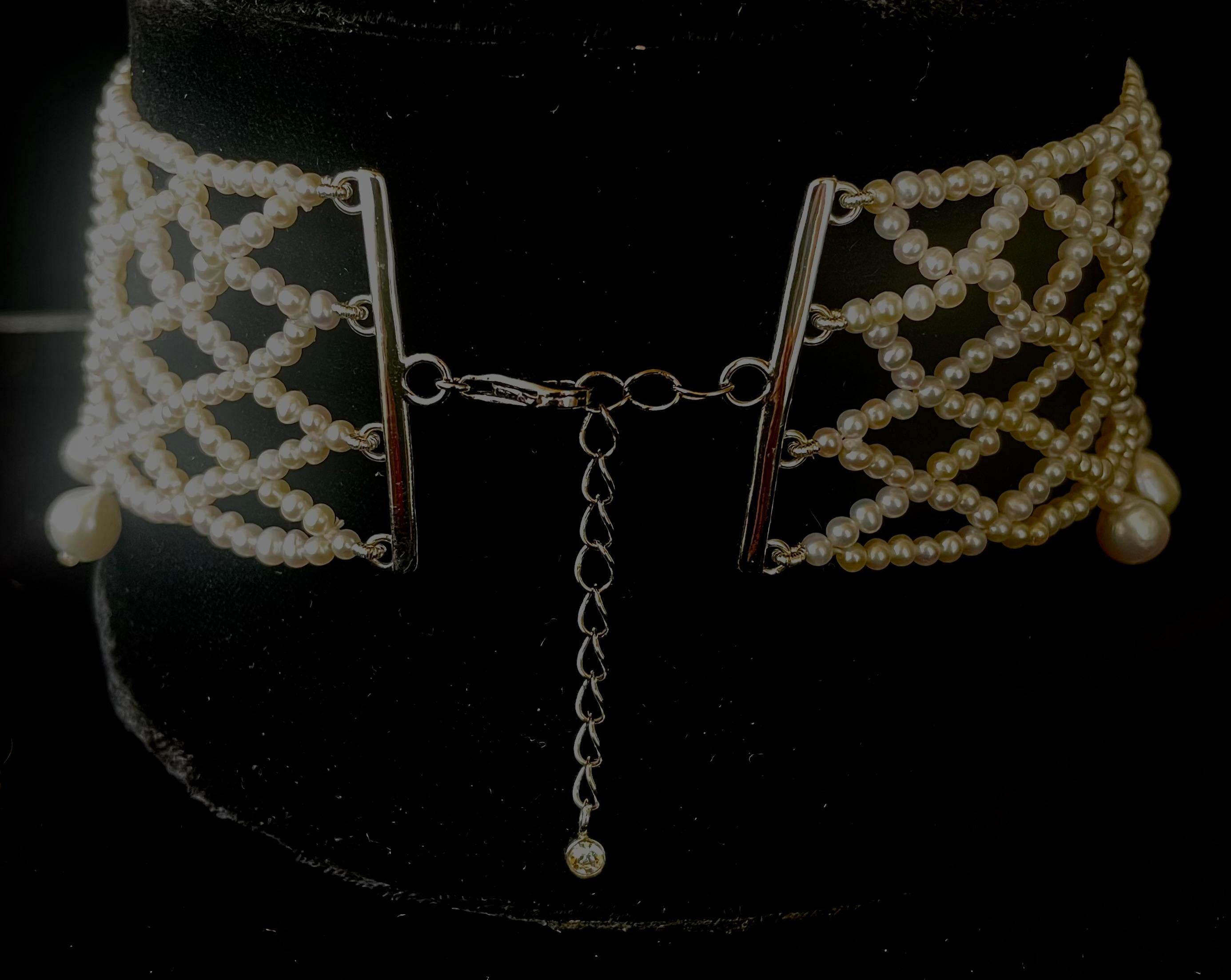 Marina J Einzigartiges Perlenhalsband mit verstellbarem, rhodiniertem Silberverschluss im Angebot 4