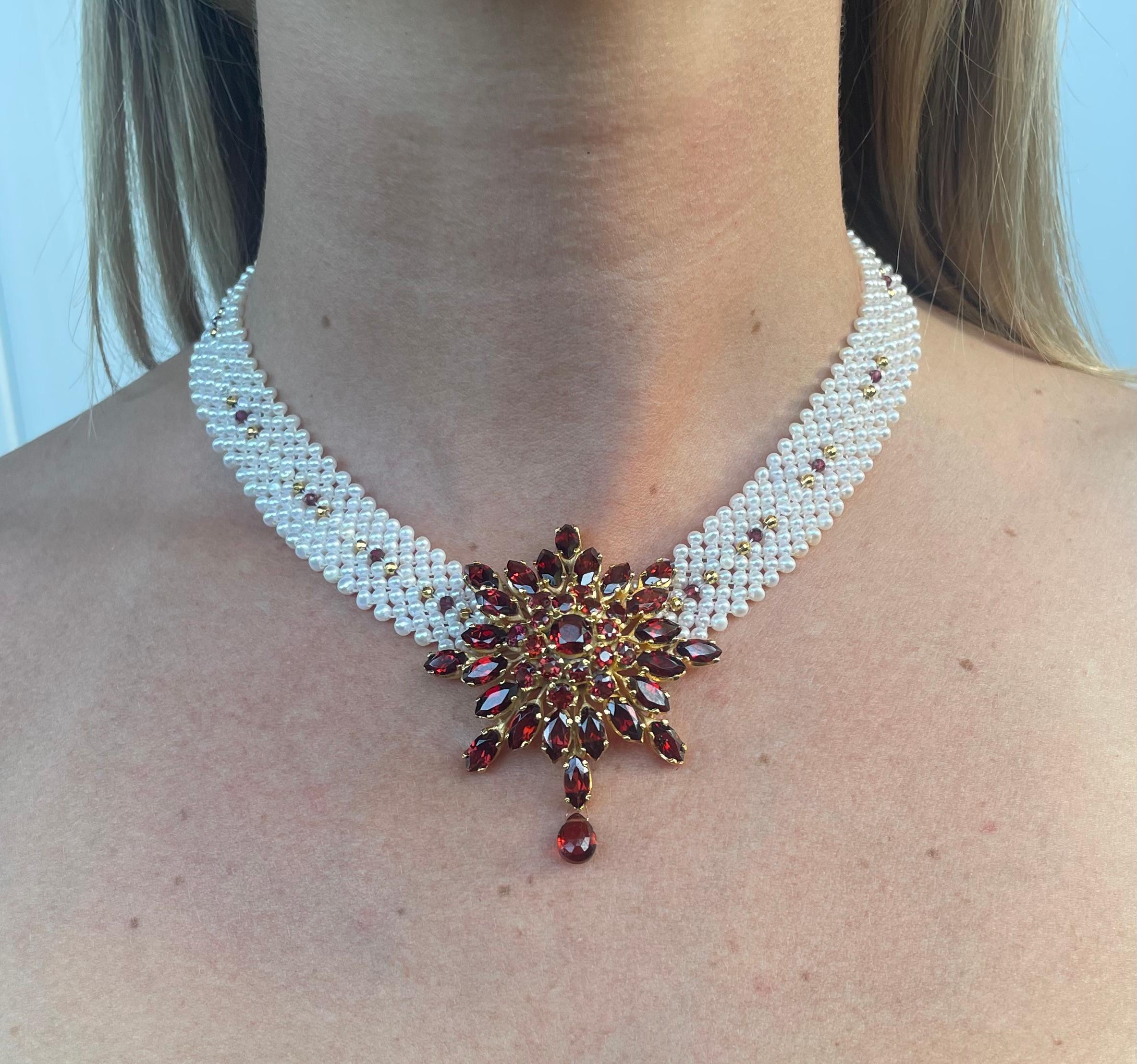 pearl and garnet necklace