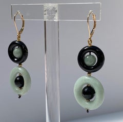 Marina J Onyx Bead Ring and Jade Bead Earrings with 14 Karat Gold Lever-Back