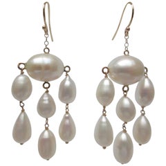 Marina J Oval and Teardrop Baroque Pearl Dangle Earrings with 14 Karat Gold Wire