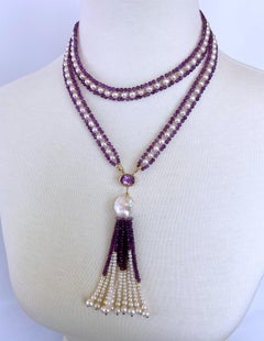 Marina J. Pearl, Amethyst and 14k Yellow Gold Sautoir with Tassel