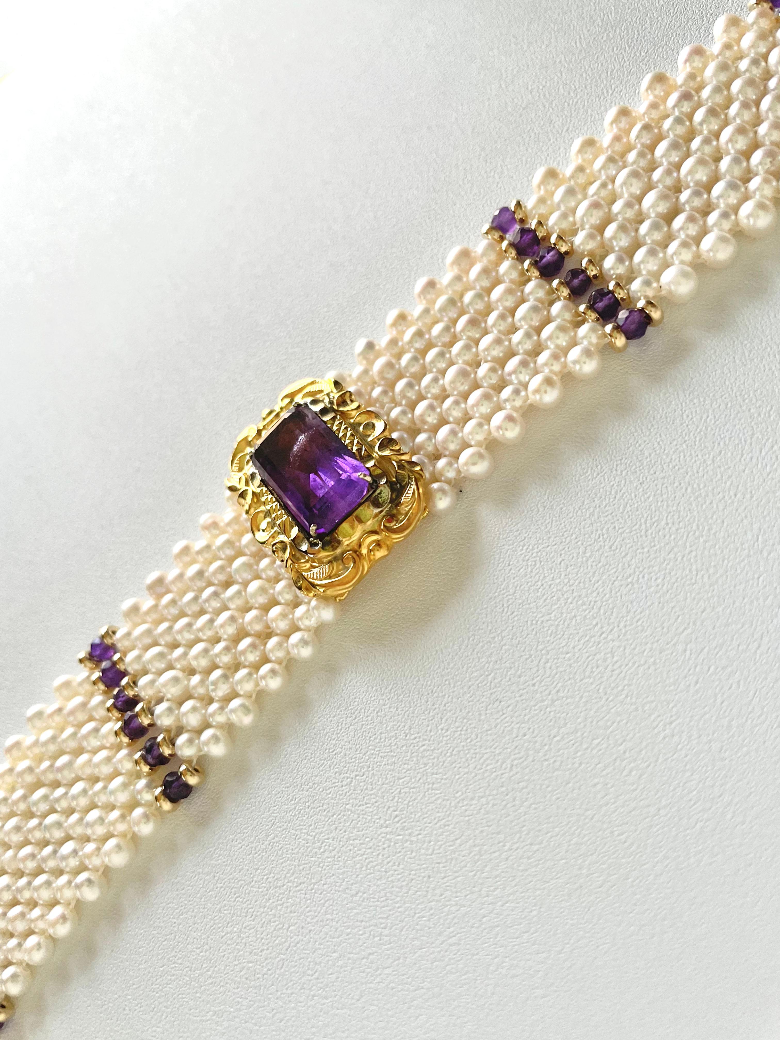 Marina J. Pearl, Amethyst and Vintage Centerpiece Choker with 14k Yellow Gold 5
