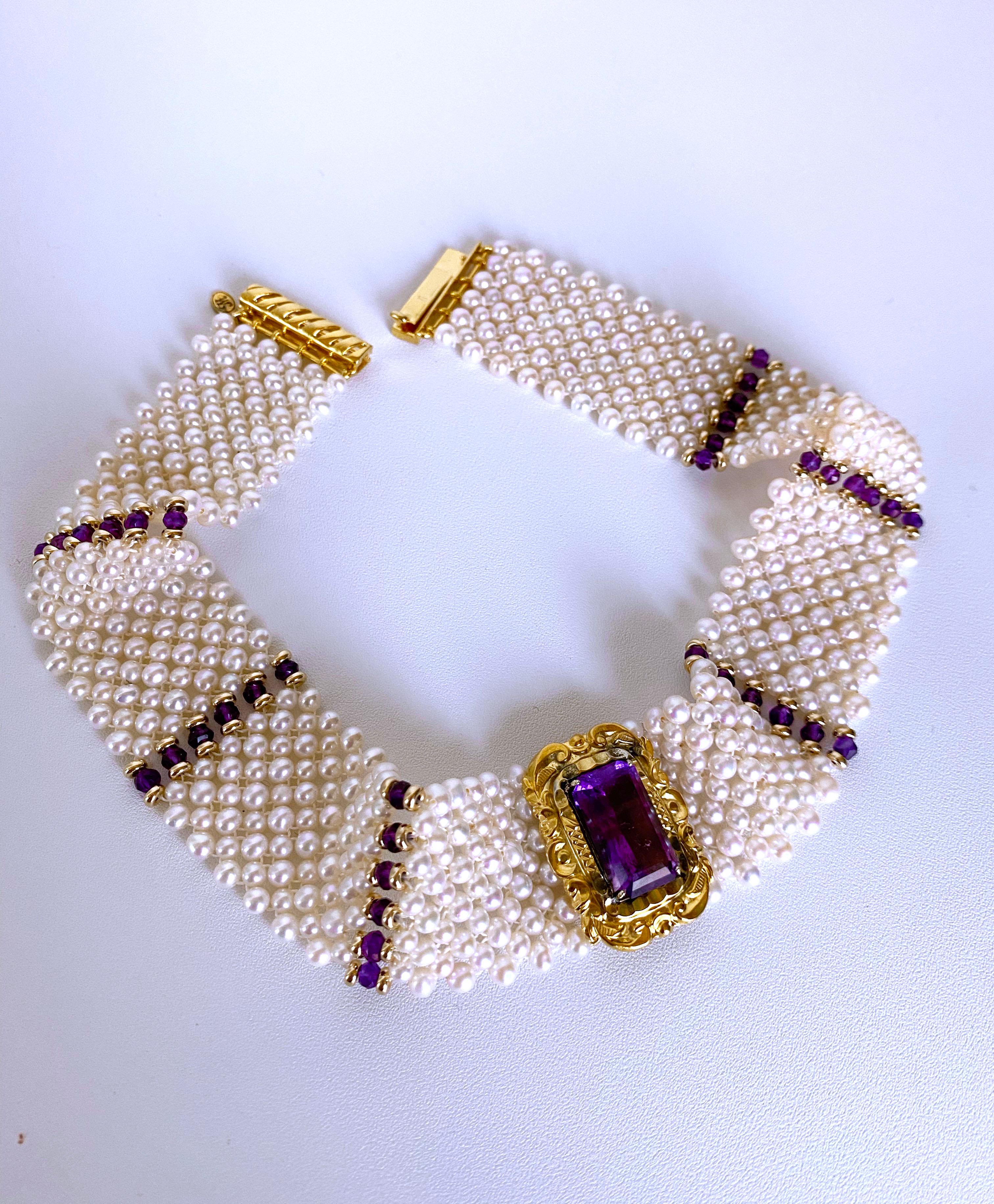 Bead Marina J. Pearl, Amethyst and Vintage Centerpiece Choker with 14k Yellow Gold