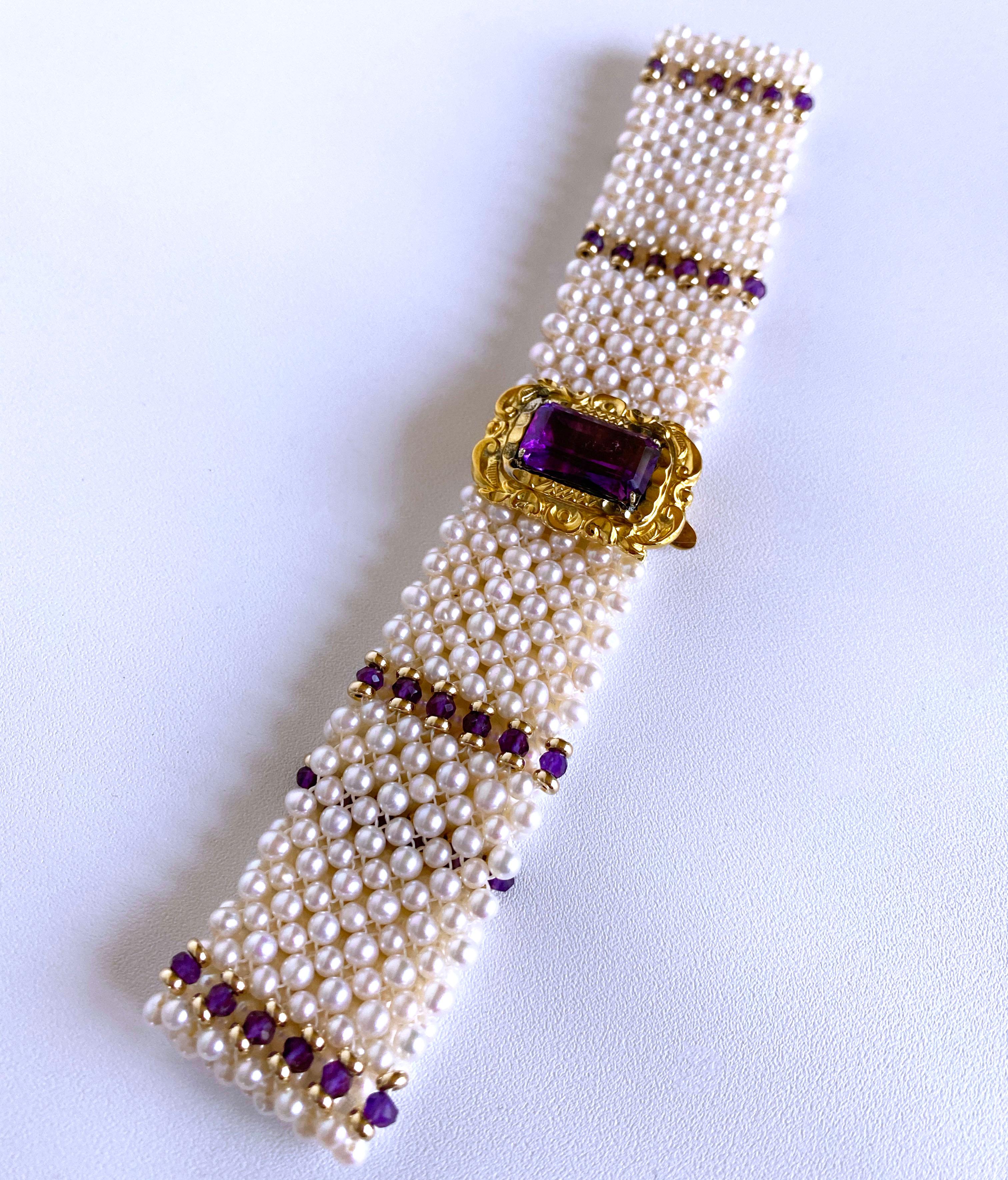 Marina J. Pearl, Amethyst and Vintage Centerpiece Choker with 14k Yellow Gold 1